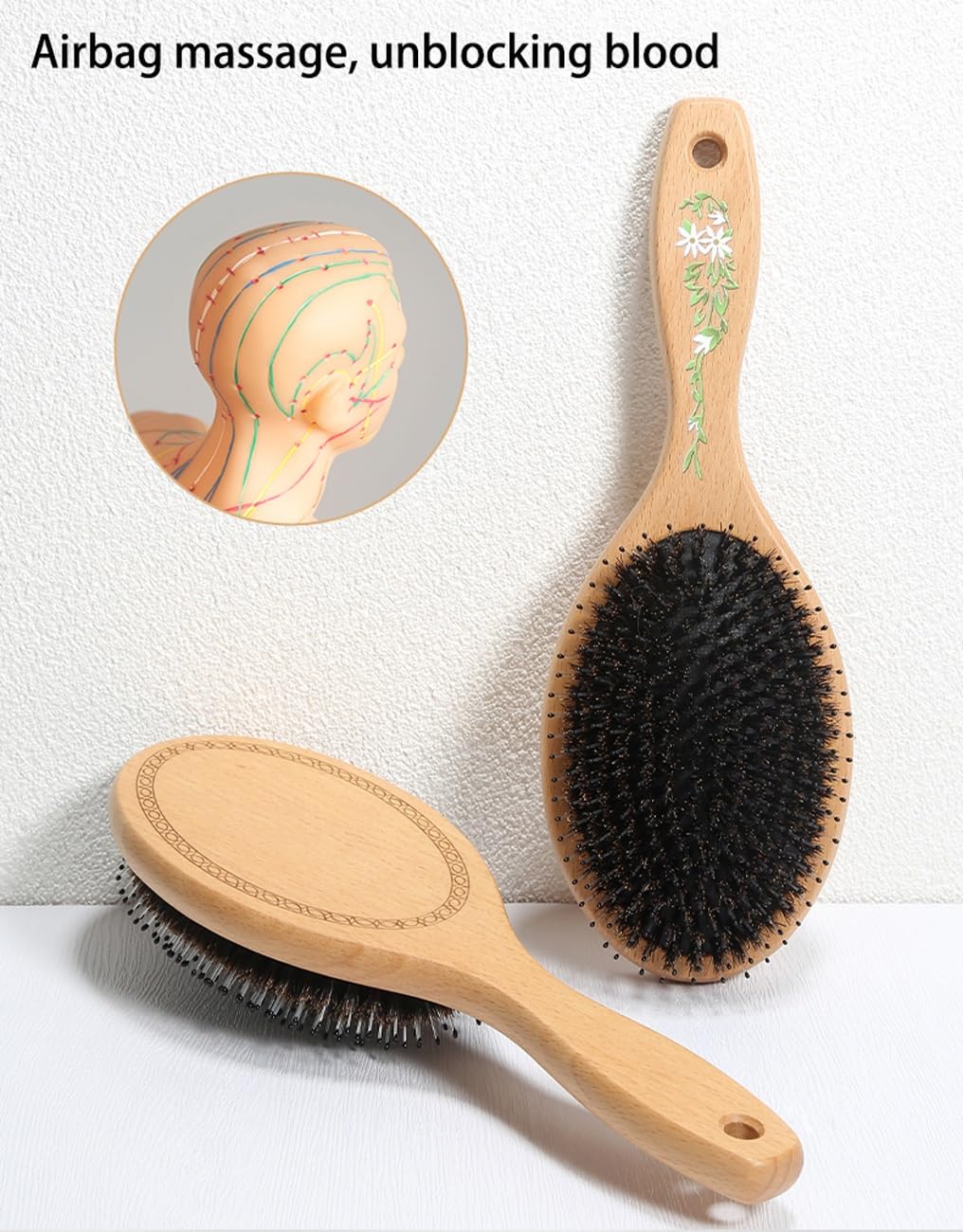 Cepillo for el cabello, cepillo de cerdas de jabalí y nailon for cabello húmedo/seco, alisado, masaje, desenredado, cepillos de pelo de cerdas de jabalí for mujeres y hombres, cepillo diario for mejor