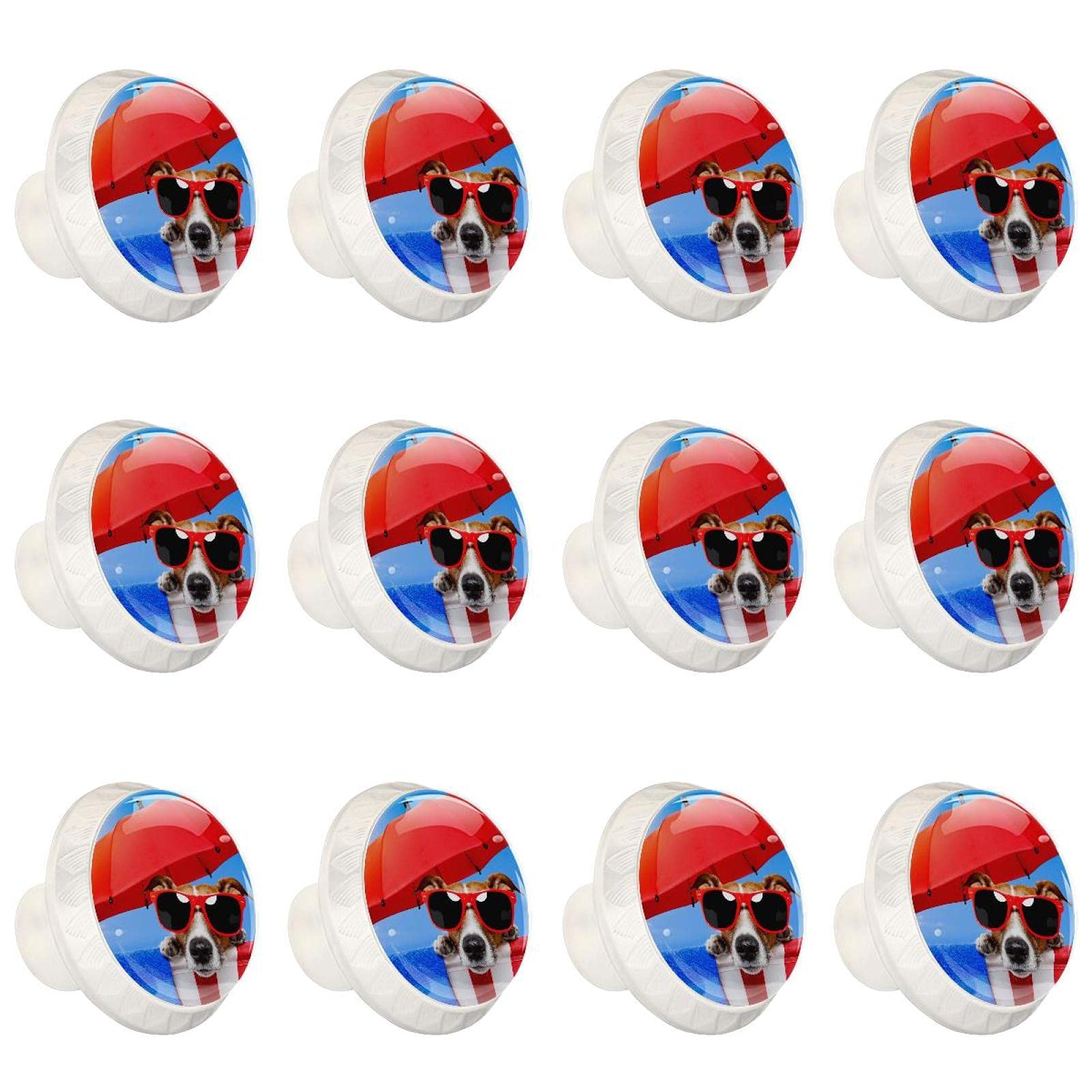 Boutons de cuisine imprimés chien et poignées de commode originales x12