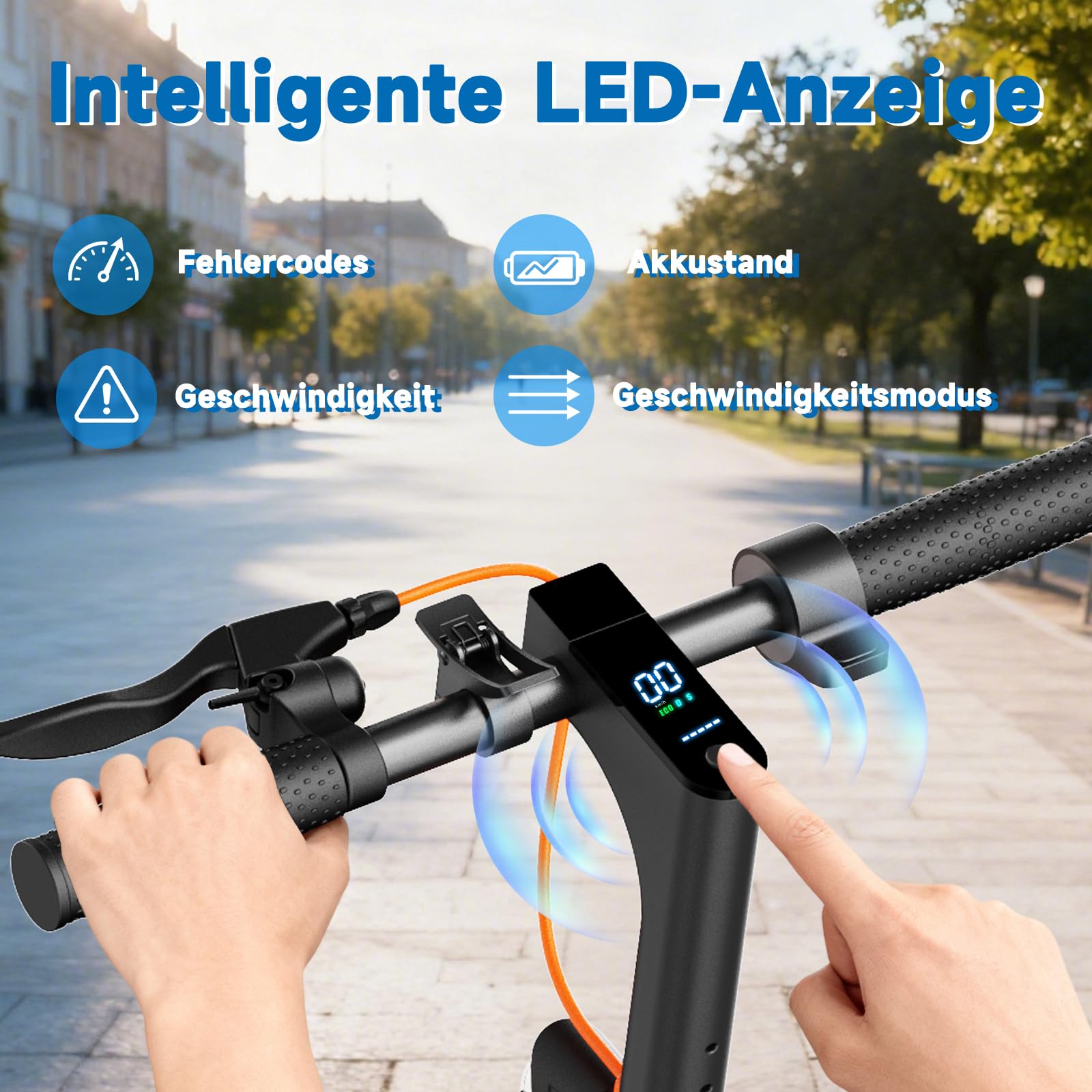 TODIMART E Scooter mit Straßenzulassung T6 DE Mit App, 35KM Reichweite, E Roller mit Doppelbremsen und Doppelfederungssystem, 120kg Tragkraft, Faltbarer Elektroscooter, 8,5 Fuß große Vollgummireifen