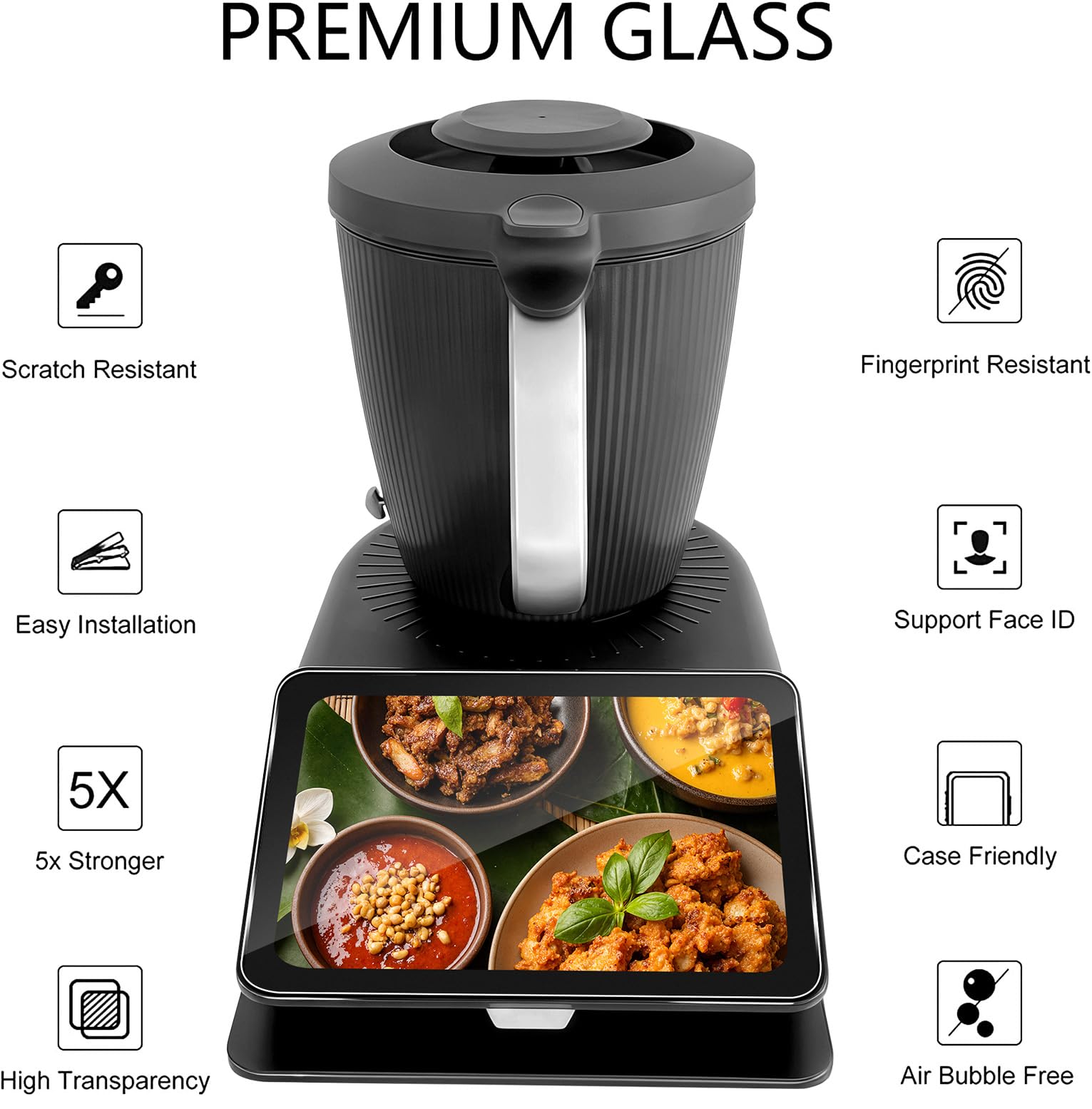 Lutree Verre Trempé pour Vorwerk Thermomix TM7, 2 Pièces 9H Dureté HD Protecteurs d'écran, Anti-Rayures Sans Bulles Film Vitre Trempé Protection écran - 3