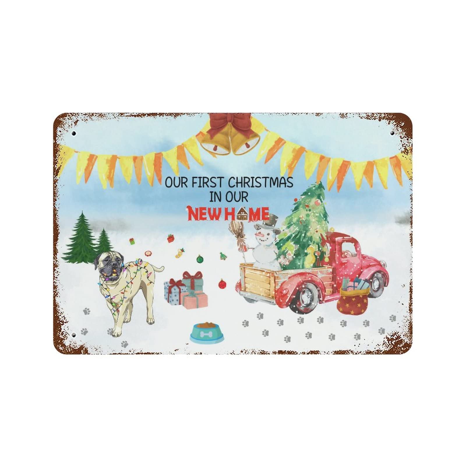 Letrero de hojalata para árbol de Navidad como placa de regalo de fiesta para familiares