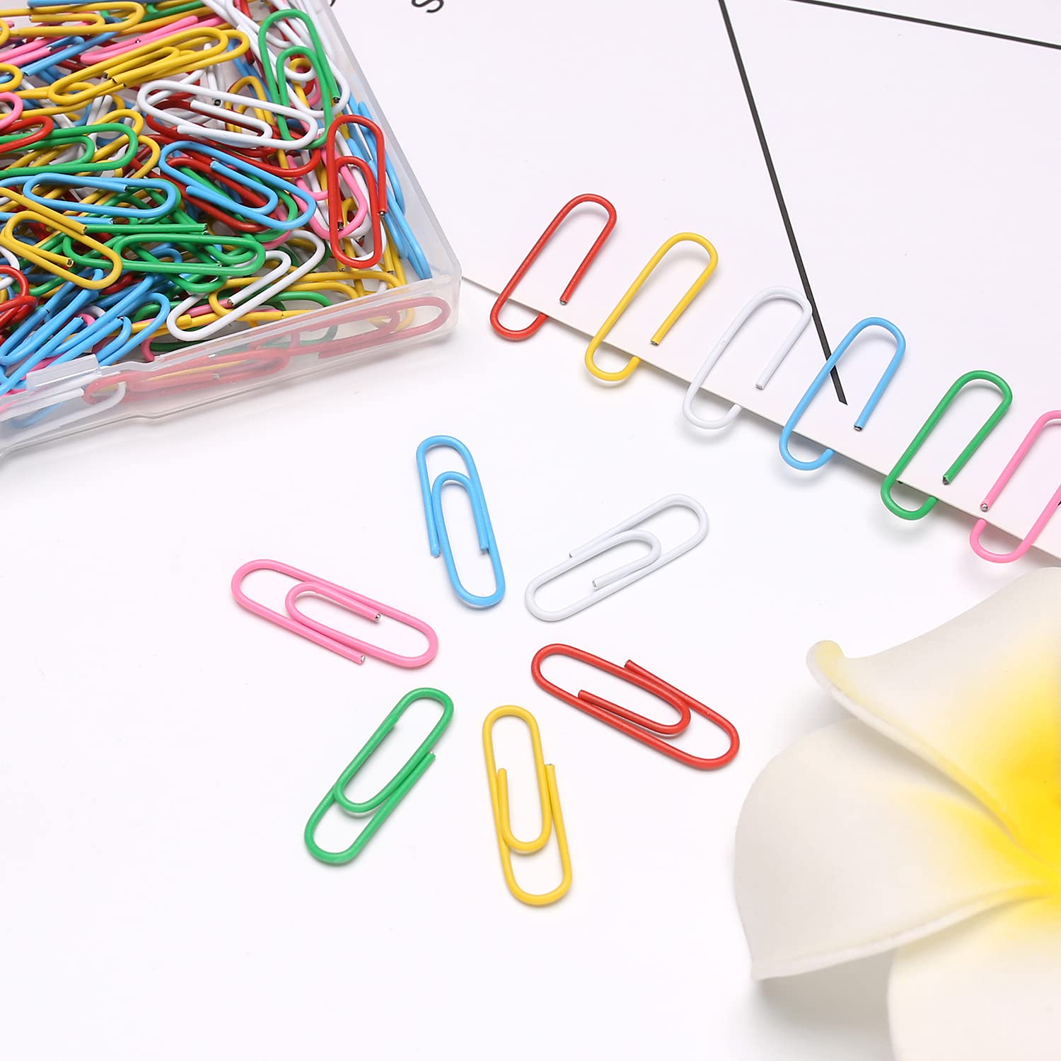 Elisel Juego de 200 clips de colores medianos (3,3 cm), duraderos y antioxidantes, perfectos para la oficina, la escuela y el uso personal (multicolor)