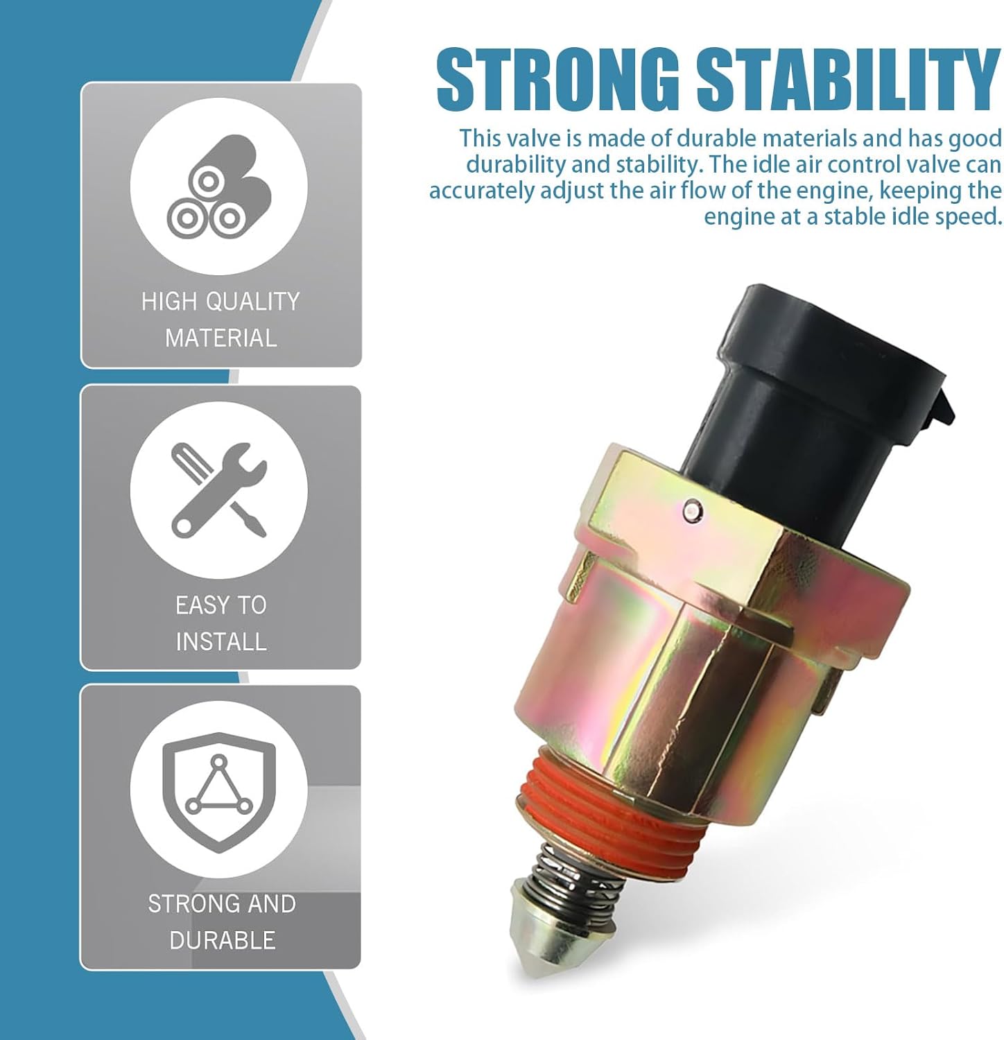 1 PC Car Plug-in Four-pin Fuel Injection Idle Air Control Valve, Idle Motor Accessories, Replacement OEM #17089062 AC102 17089062 AC1 17111281 17111286, for Cadillac Chevrolet (Black & Gold)