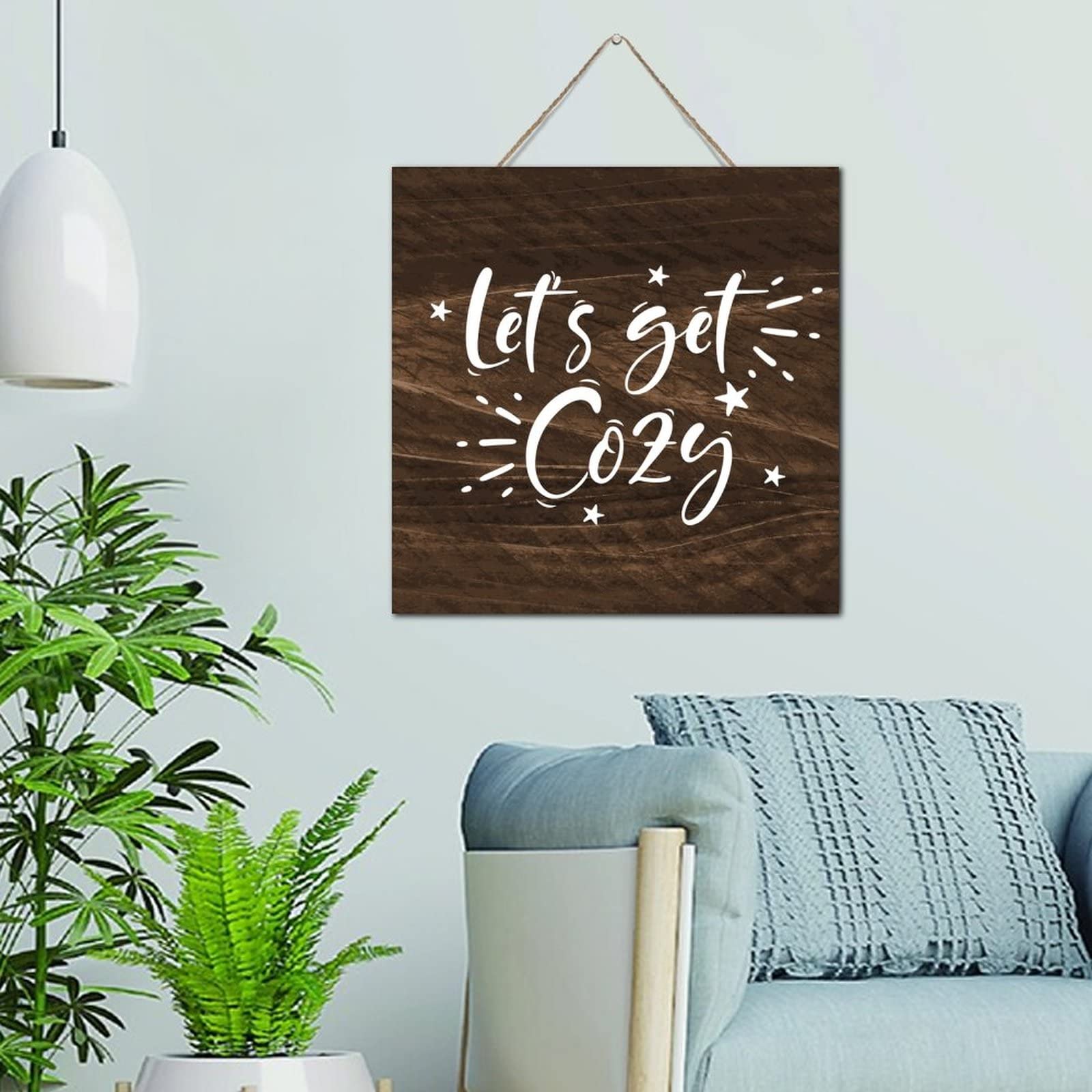 Panneau en bois Let's Get Cozy pour mur de chambre