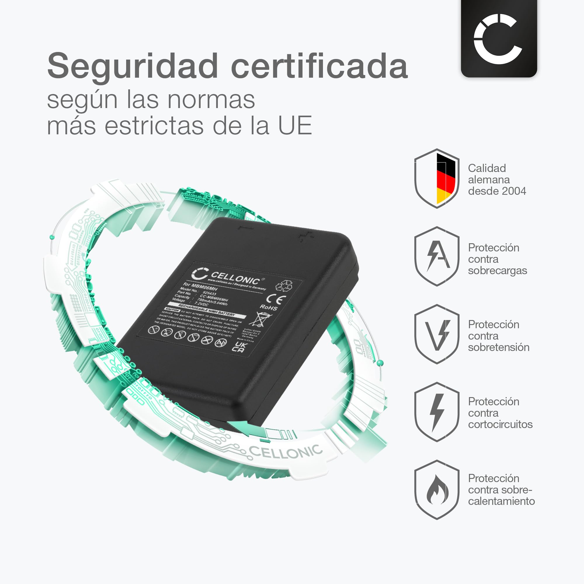 subtel 2X Batería para Control Remoto Compatible con Autec B07C TF02, E16 KTC, E16 Sirio 42, MBM06MH - (700mAh, 7.2V)