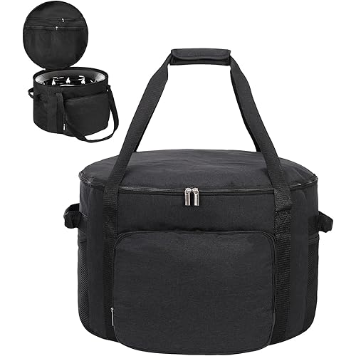 Outdoor Fire Pit Bag Round Compatible with Outland Firebowl Model 823 893 870, KGMCARE Firebowl Travel Carrying Bag Fits 19 Inch Diameter Portable Propane Gas Fire Pit, Picnic Camping Bag (Black)