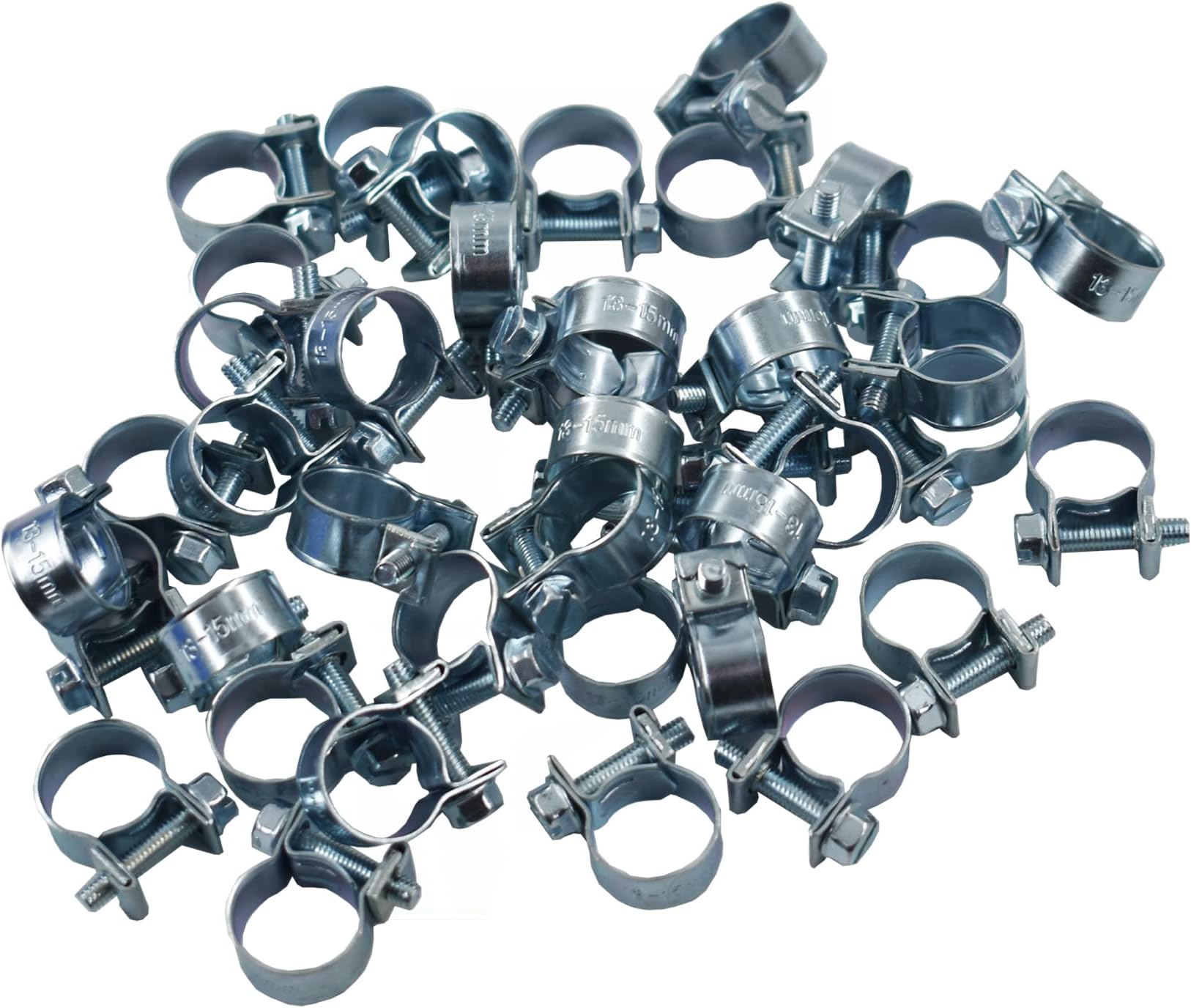 waltyotur 30Pack 11-13mm Zinc Plated Fuel Injection Hose Clamps Assortment Kit Adjustable Tubing Hose Clip Tube Clamps for Automotive, Agriculture(1/4 Dia)