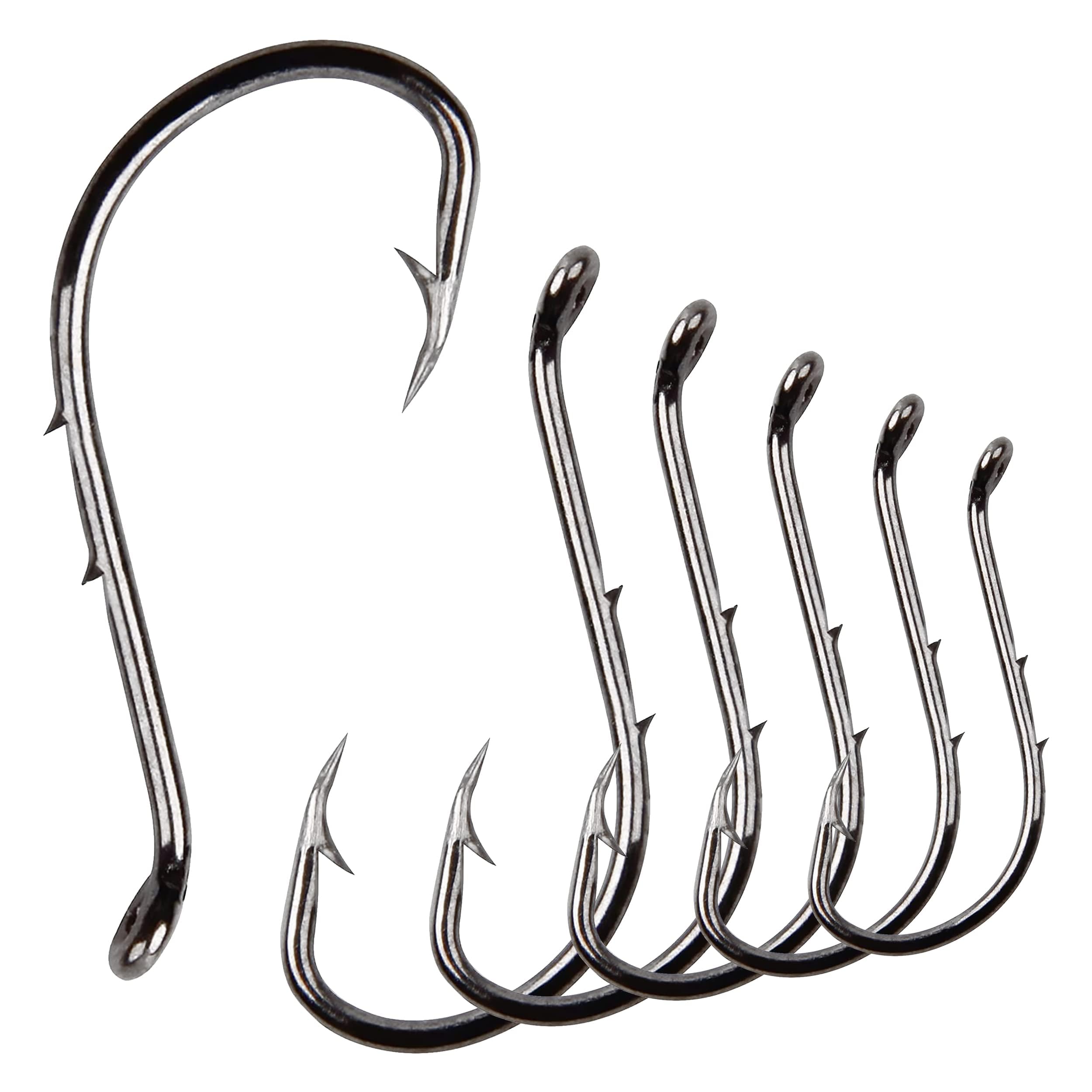 Octopus Fishing Hooks-100pcs Barbed Baitholder Hooks High Carbon Steel Offset Circle Octopus Hooks Extra Sharp Jig Fish Hooks for Freshwater Saltwater Size 8-6/0