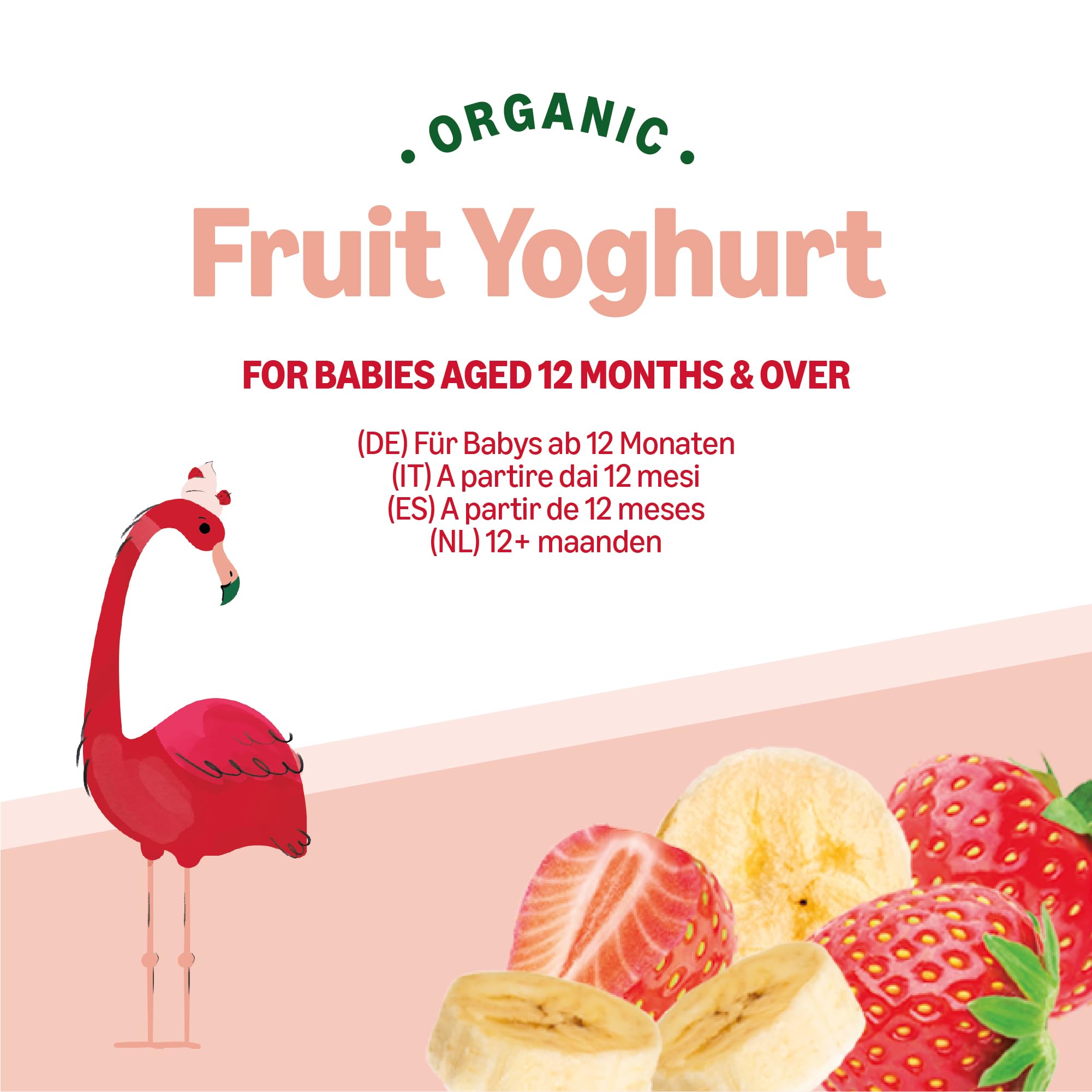 Mama Bear Yogur Ecológico con Puré de Fresa, Plátano y Zanahoria Morada, 90g, Paquete de 6