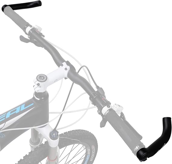 Venzo Bicycle Handlebar Extender for Mountain Hybrid Bike - Compatible with 7/8' 22.2mm - Flat Bar Ends with Plugs - 150mm - Ergonomic Design Lightweight & Durable - Matt Black