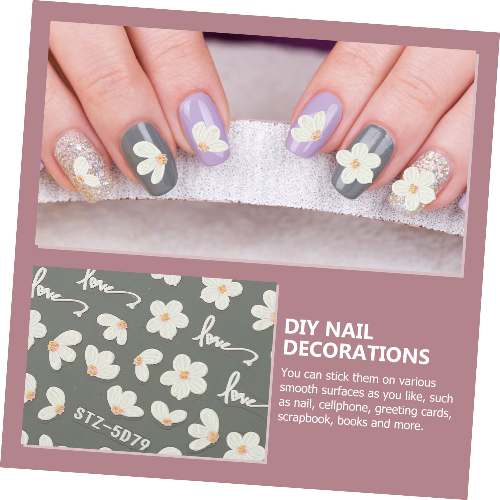 PACKOVE 15hojas Pegatinas De Flores Para Uñas Decoración De Nail Art Calcomanías Autoadhesivas Para Manicura Diseño Para Mujeres y