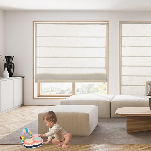 Vista 39 de Sunbox Persianas romanas sin cordón, de tela para oscurecer la habitación, persianas romanas para ventanas, puertas, puertas francesas, ventanas