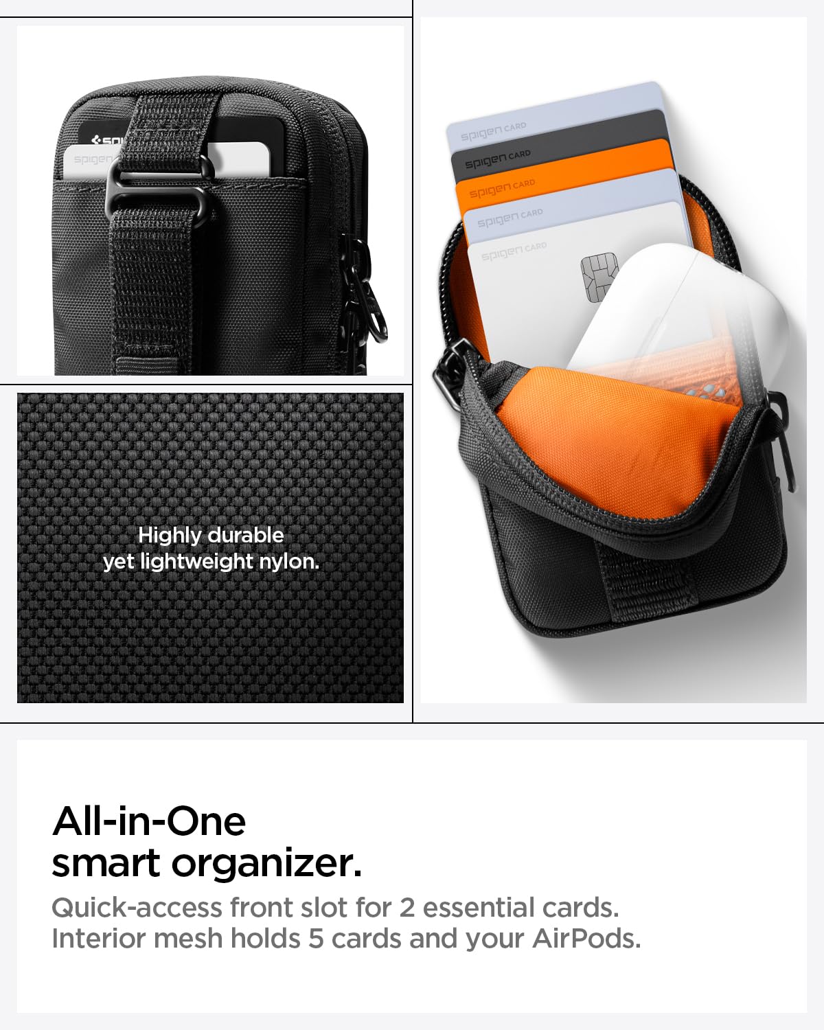 Spigen TinTap Zip MagFit Magnétique Mini-Pochette Porte-Cartes Compatible iPhone 16/15-12 Noir