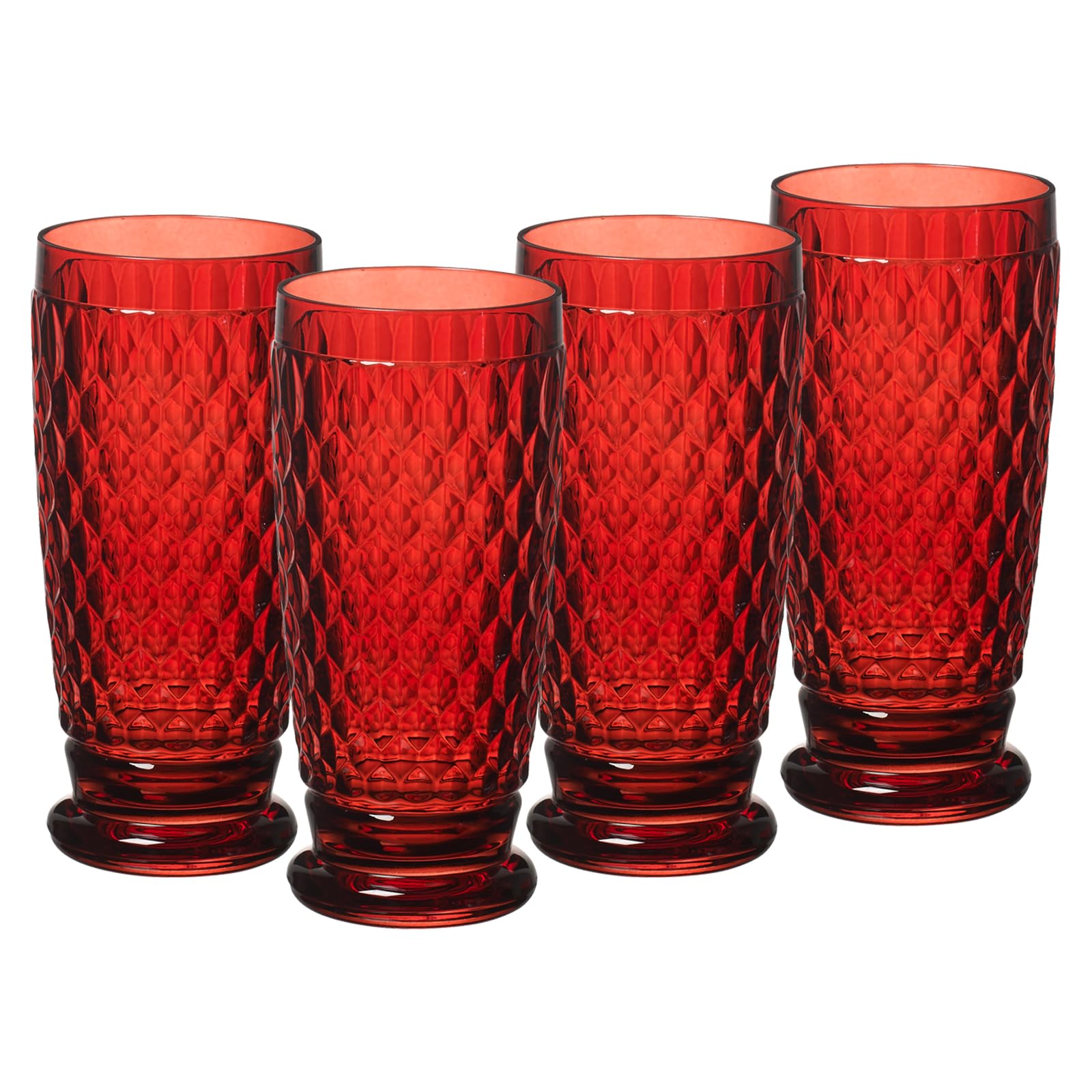 Villeroy & Boch Boston Coloured, zestaw 4 szklanek do long drinków, 400 ml, kolorowe szklanki do napojów ze wzorem fasetkowym, szkło kryształowe, nadają się do mycia w zmywarce