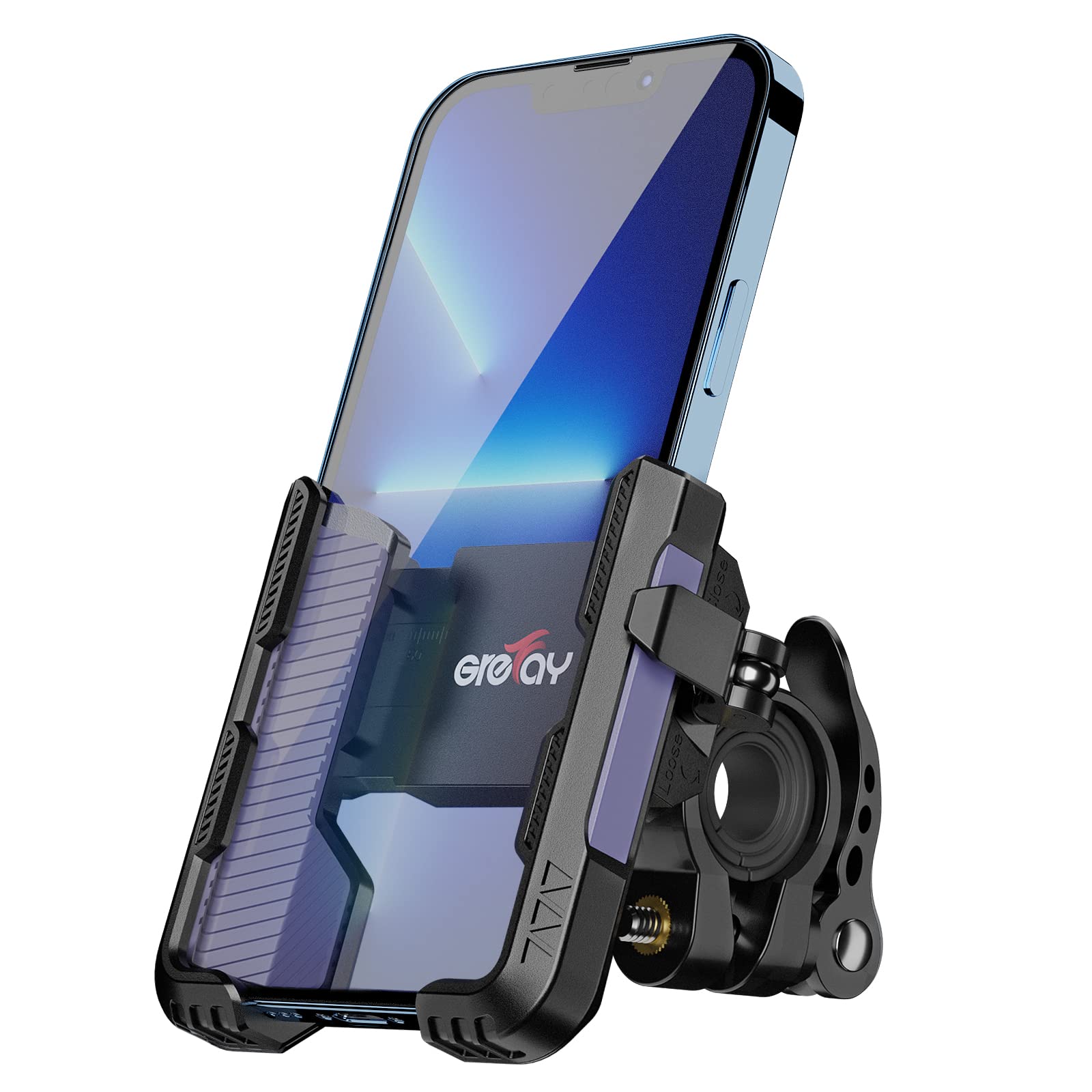 Grefay Uchwyt na Telefon Rowerowy (Szybki Demontaż 1S) uchwyt na Telefon Motocyklowy z 2 Portami z Obrotem 360 na Zewnątrz Uchwyt na Telefon na Kierownicę do Scooter do Smartfona 4.0-7.0