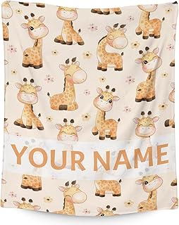 Custom Giraffe Blanket for Girls & Boys - 30x40 Inches Lap Size - Soft Fuzzy Warm Throws Gifts - Yellow Cute Throw Blanket for Couch, Work