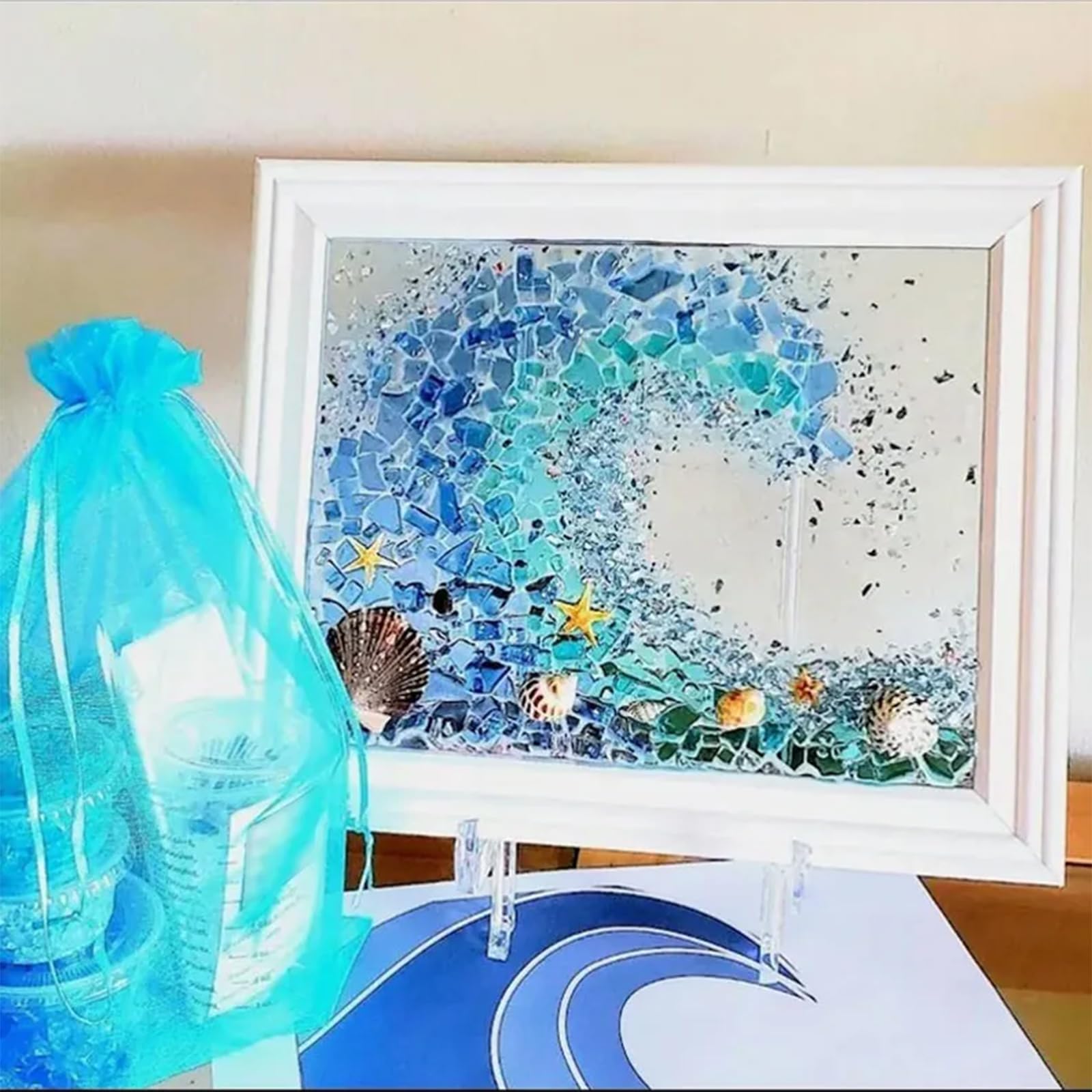 宝物♡Sea glass art ZANWANXIN Sea Glass Art Kit, DIY Resin Beach Art Kit, DIY