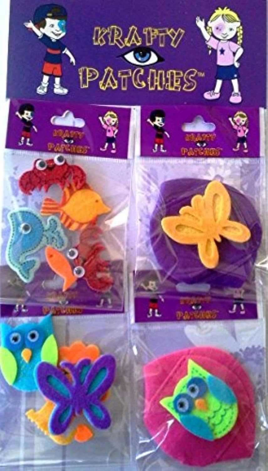 Fabric Eye Patches for Over Glasses (2 pk Pink & Purple & Fun Stickers) (Girl)