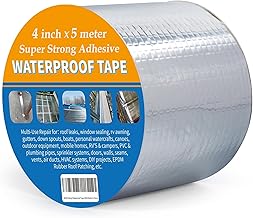 Magnova Store Waterproofing Tape for Roof Water Leakage Solution,Strong Adhesive Waterproof Aluminum Foil Tape Roll for Permanent Repair Surface Crack,Window Sill Gap,Boat Sealing,Tank Leak(4 Inchx5m)