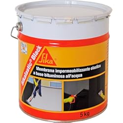 Revestimiento Impermeabilizante Para Paredes Sika - Sikalastic Black, Negro - Membrana impermeabilizante bituminosa - Resistente a la intemperie y al estancamiento del agua - Lata de 5 kg