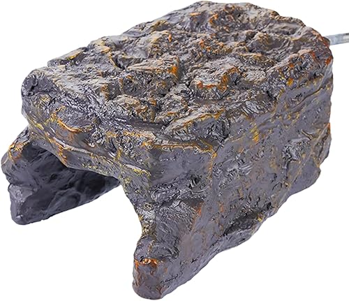Resin Simulation Rock – Heated Reptile Cave, Warm Basking Shelter | Tank Decor with Built-in Heater for Lizards, Turtles, Geckos, Snakes, Habitat Accessories for Reptile Warmth and Comfort