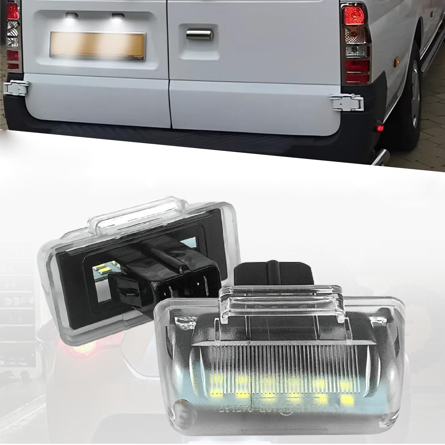 GSRECY 2PCS LED Number License Plate Light, Rear Lamps Compatible with Ford Transit MK5 MK6 MK7, White Light with Canbus Number Plate Lamps