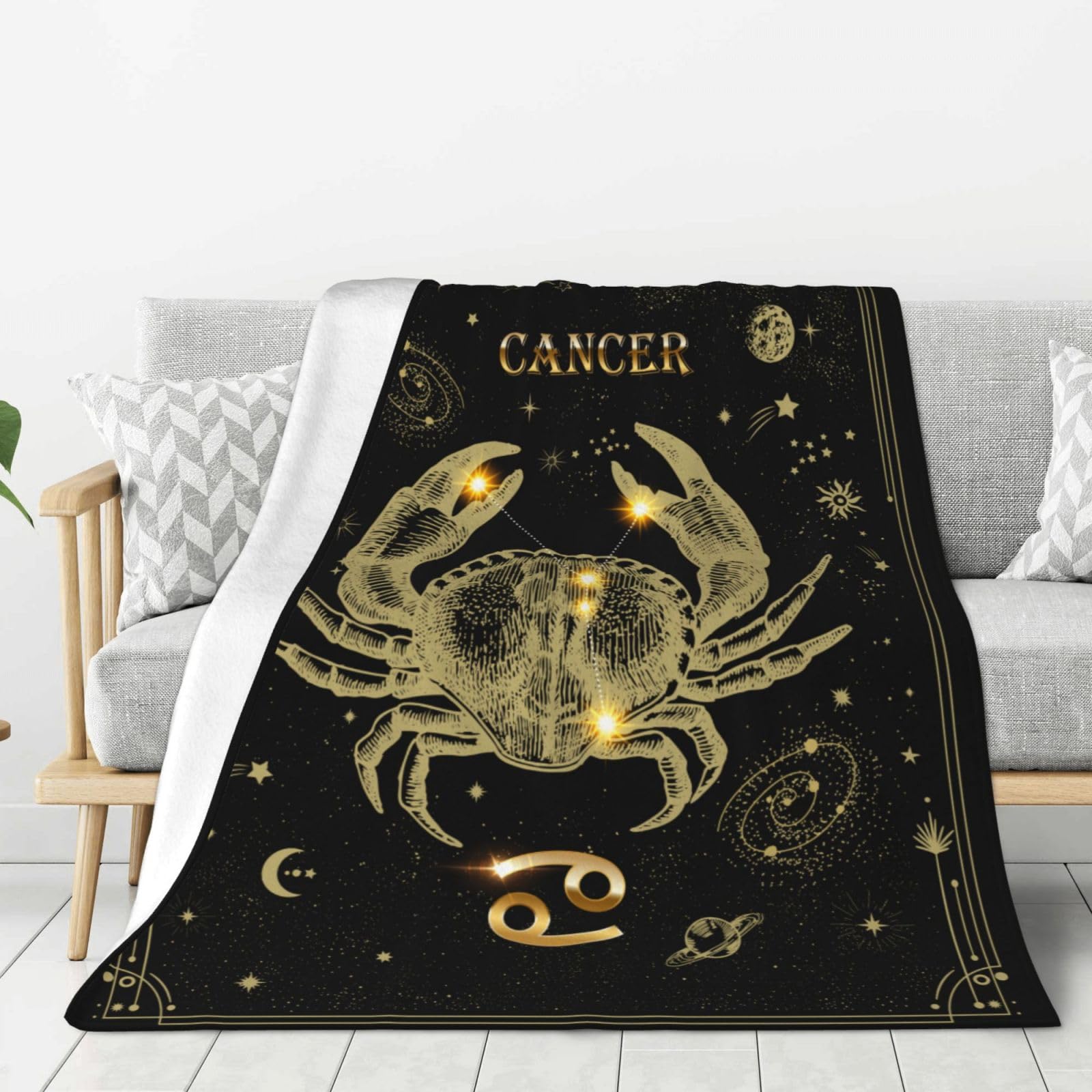 Cancer Zodiac Blanket 60"X50", Cancer Gifts for Women Moon Constellation Throw Blanket Astrology Decor Witchy Birthday Gifts Gothic Soft Blanket