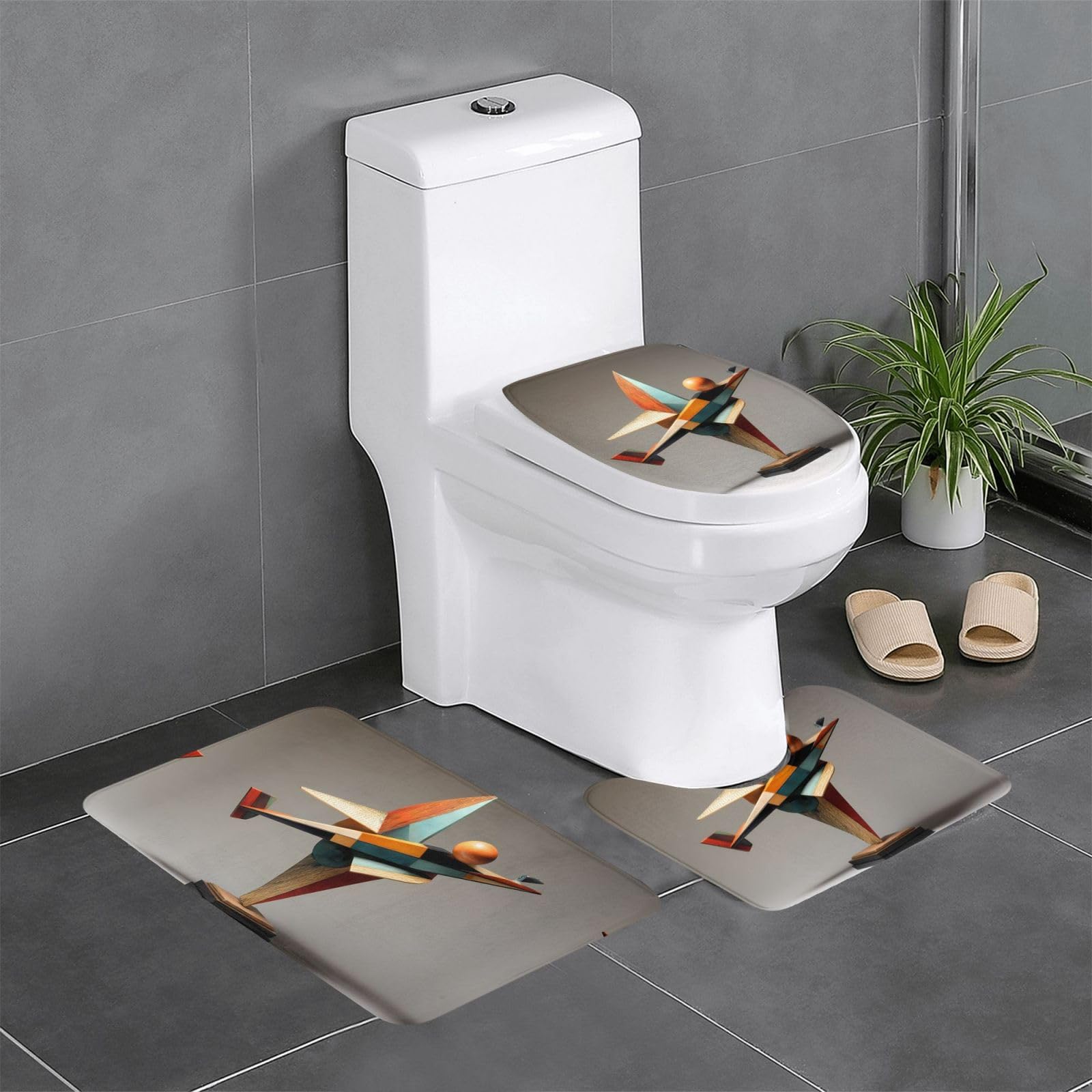 Tapis de salle de bain rectangulaire en U et O imprimé WHJDPP 61x40,6 cm