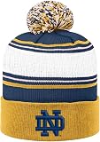 Collegiate Cuffed Knit Beanie Hats, Cuffed Knit Winter Beanies Available (Winter Pom Beanie, ND Striped)