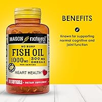 Vista 2 de MASON NATURAL Aceite de pescado Omega 3, suministro para 45 días, 1000 mg con EPA y DHA para apoyo articular, 90 cápsulas blandas (paquete de 1)