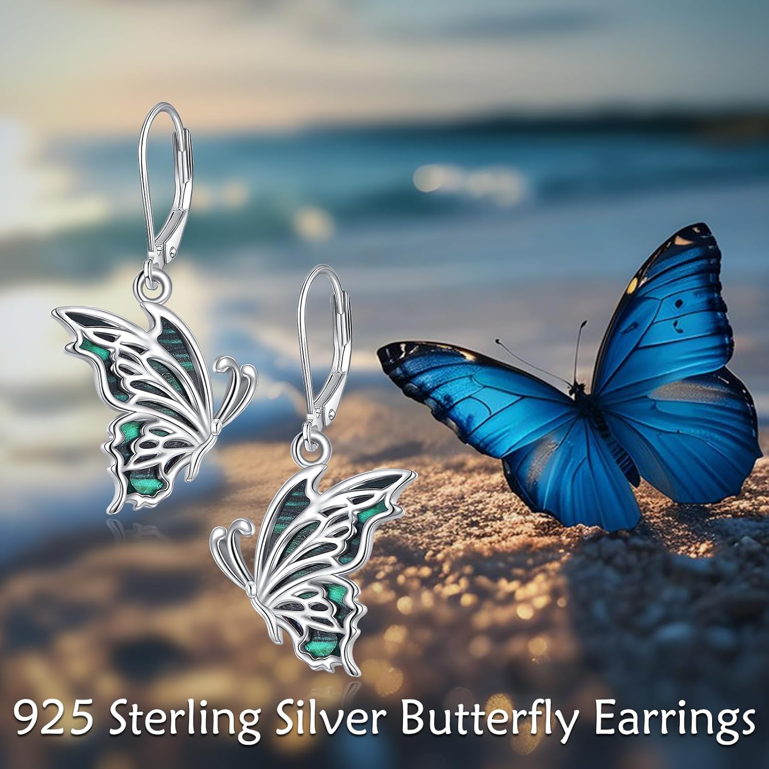 Butterfly Dangle Earrings 925 Sterling Silver Butterfly Earrings for Women - Image 4