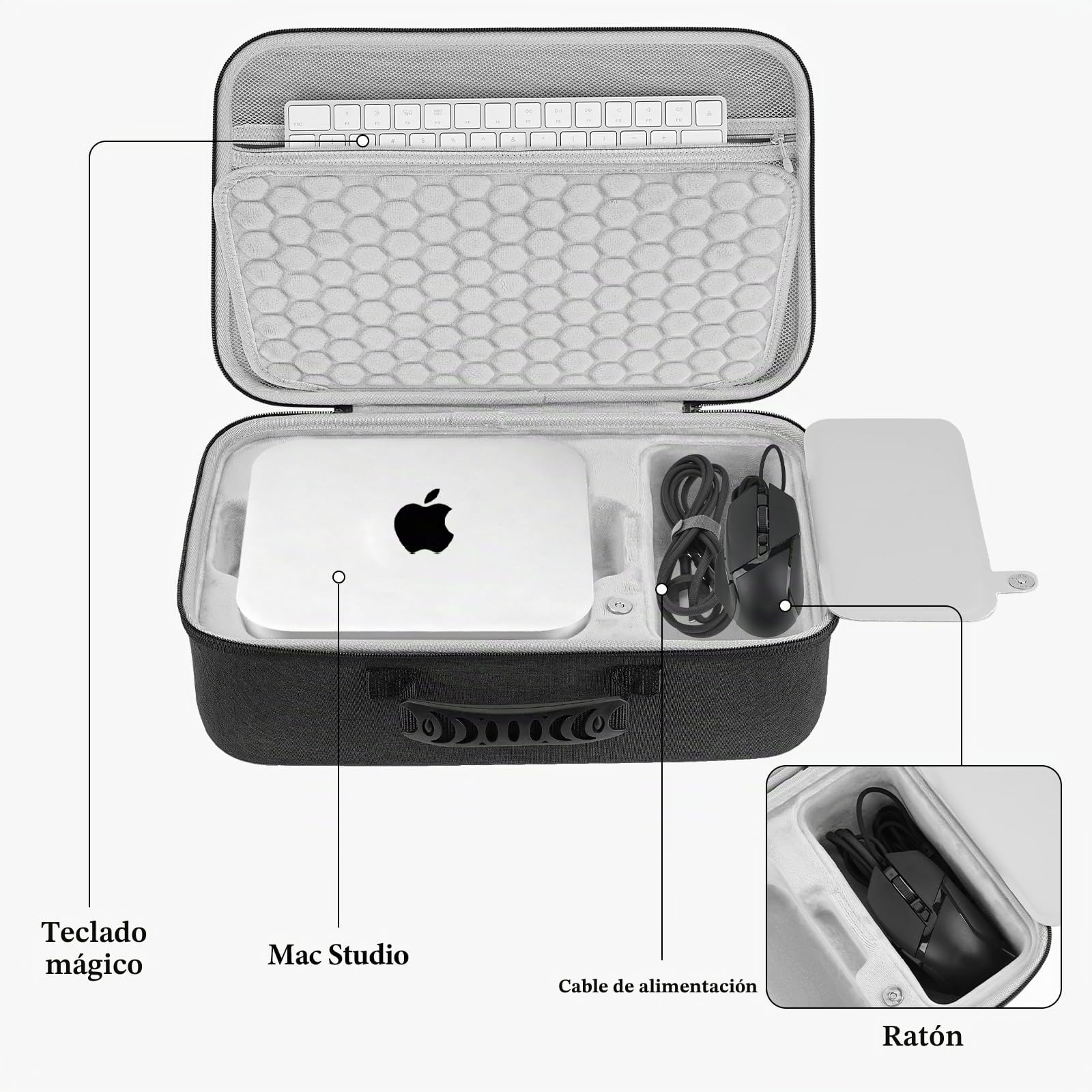 Geekria Estuche rígido Compatible con Apple Mac Studio 2026 M5 / M1 / M2 / M3 / M4 MAX/Ultra, Bolsa de Transporte de Escritorio (Gris Oscuro)