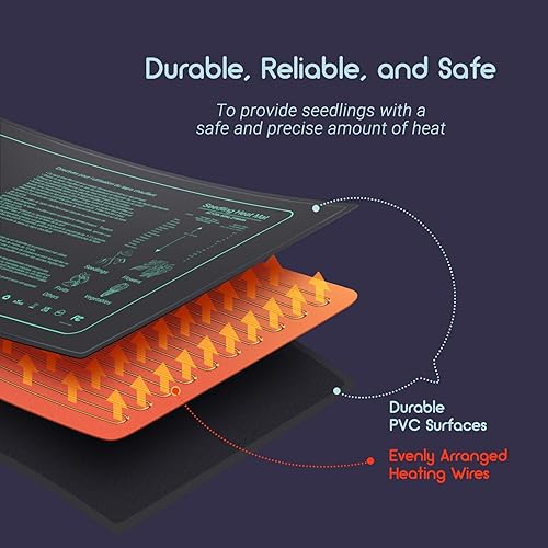 Miniatura 6 de Alfombrilla térmica impermeable duradera de 10 x 20.75 pulgadas, almohadilla térmica hidropónica cálida para germinación de plantas de interior,