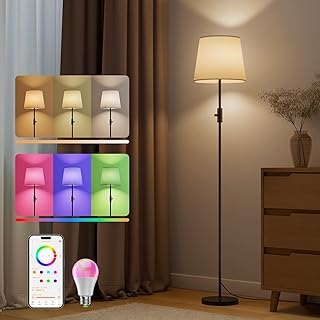 Smart Floor Lamp with RGBCW Color Change Bulb, Compatible with Alexa, Si...