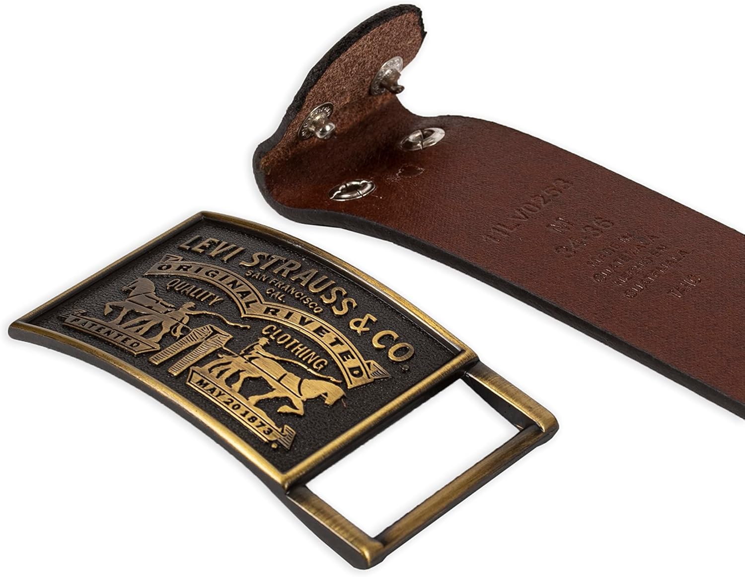 Miniatura 6 de Levis Cinturón de cuero para hombre con hebilla de placa Negro -