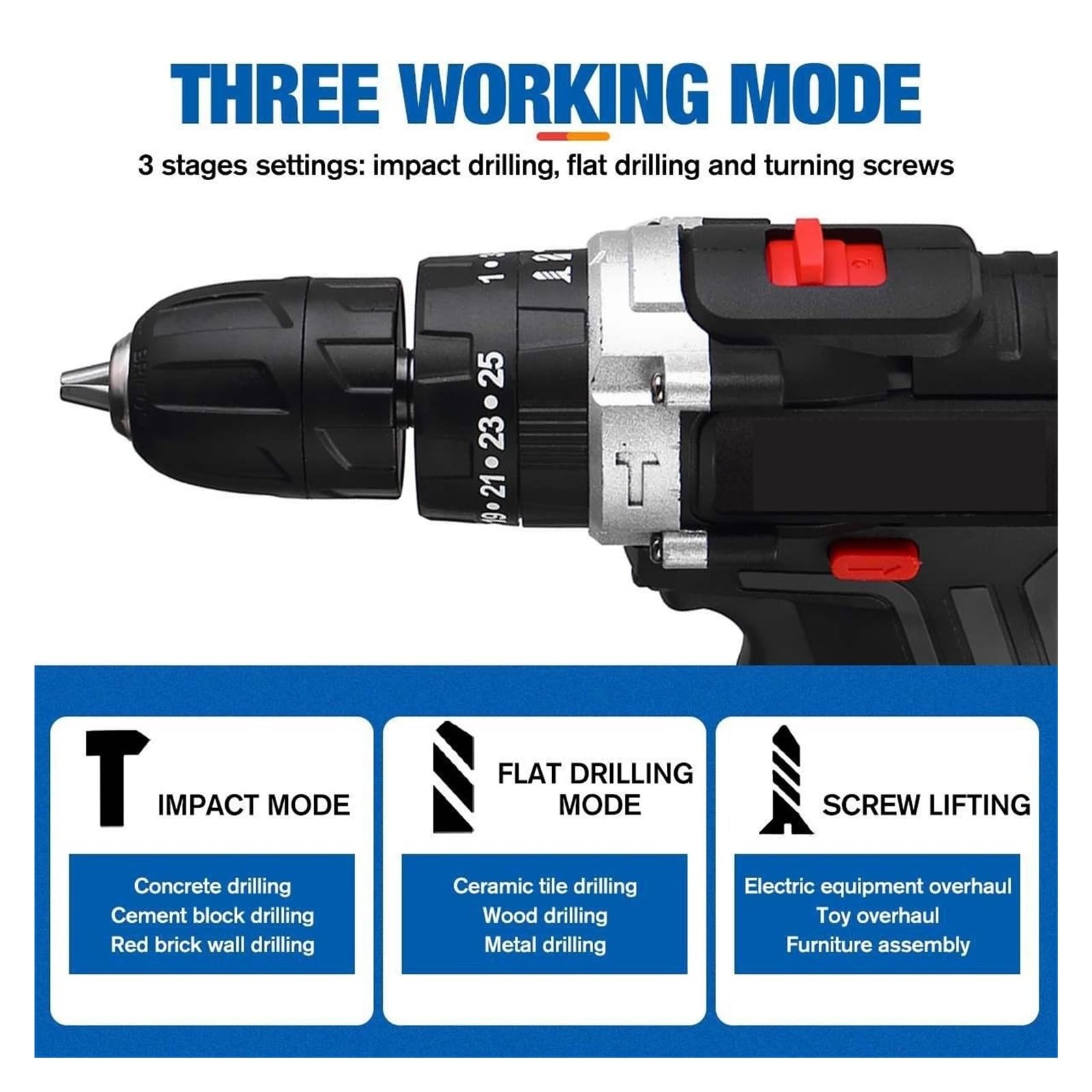 Trapano Avvitatore A Batteria Senza Fili 3 IN 1 Mini Cacciavite A Percussione Elettrico Lavorazione Del Legno Utensile Fai Da Te Al Litio Senza Sforzo Per Vari Lavori Riparazione
