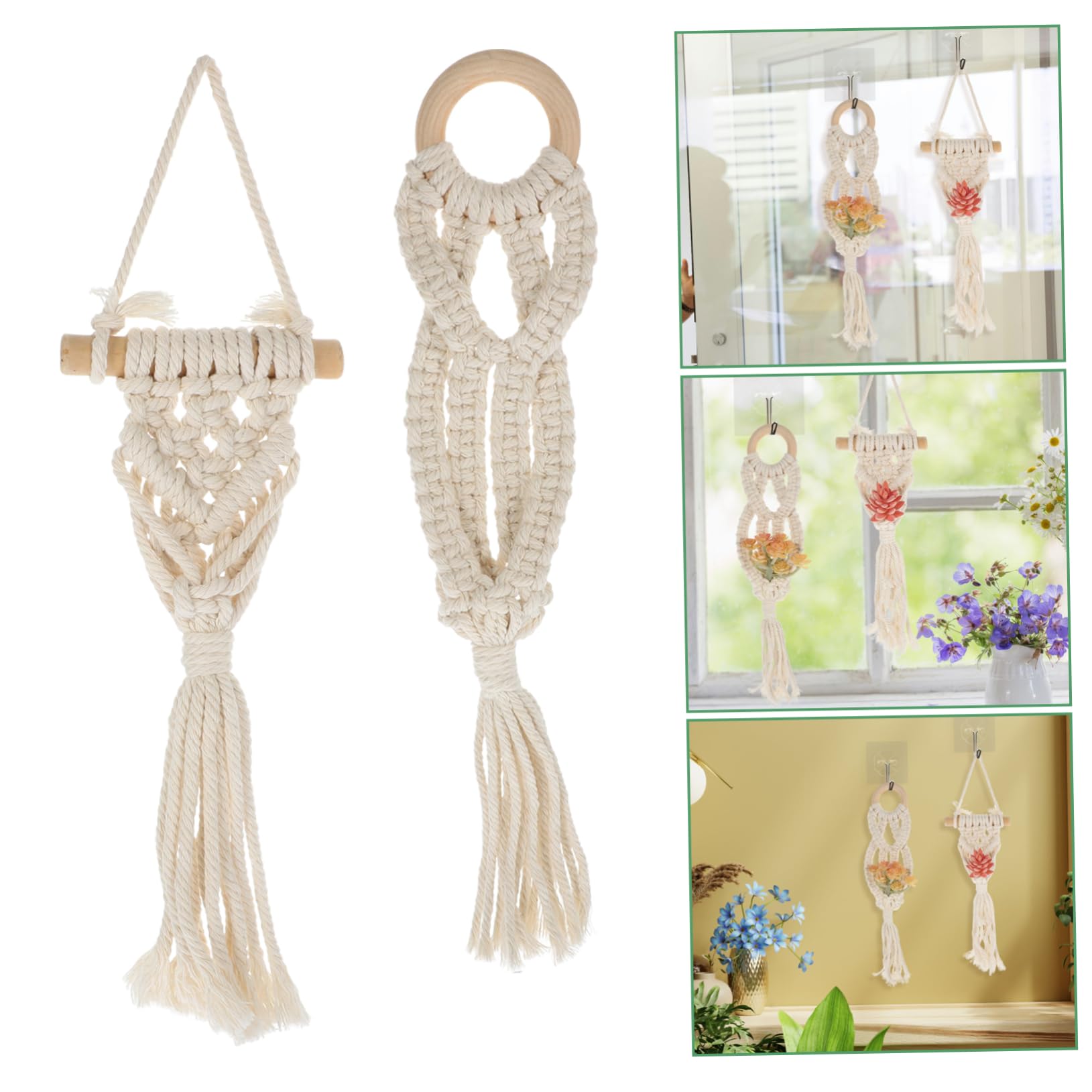 POPETPOP 6 Pcs Panier De Fleurs De Plantes Cintres Rustiques pour Plantes en Macramé Suspendues pour Décor De Porte- À Suspendu Porte- en Macramé Petits
