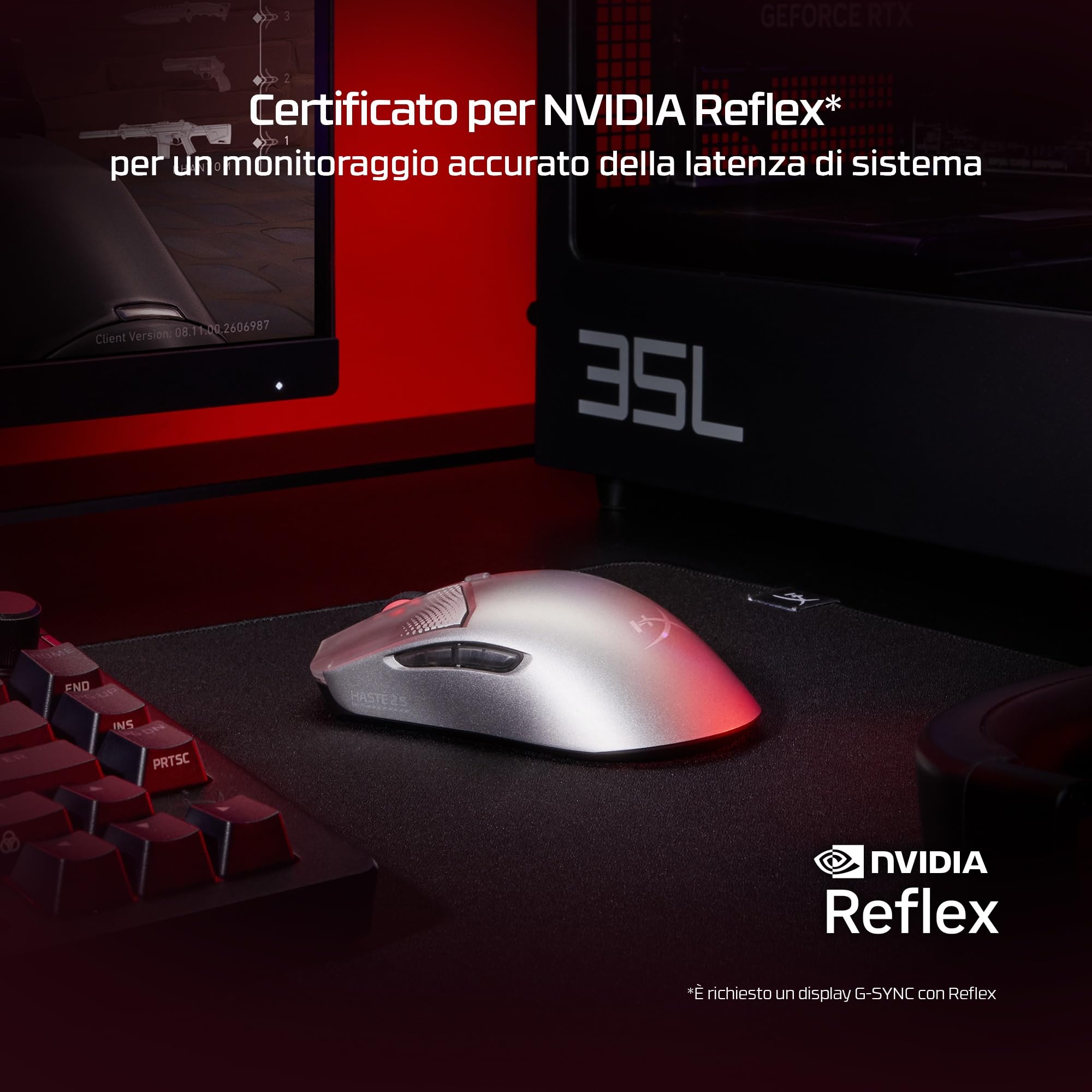 HyperX Pulsefire Haste 2 S, Mouse Gaming Wireless, Argento | Scocca in Magnesio, Ultra Leggero 64 g, Batteria fino a 120 ore, Pattini in Vetro, Sensore 26K
