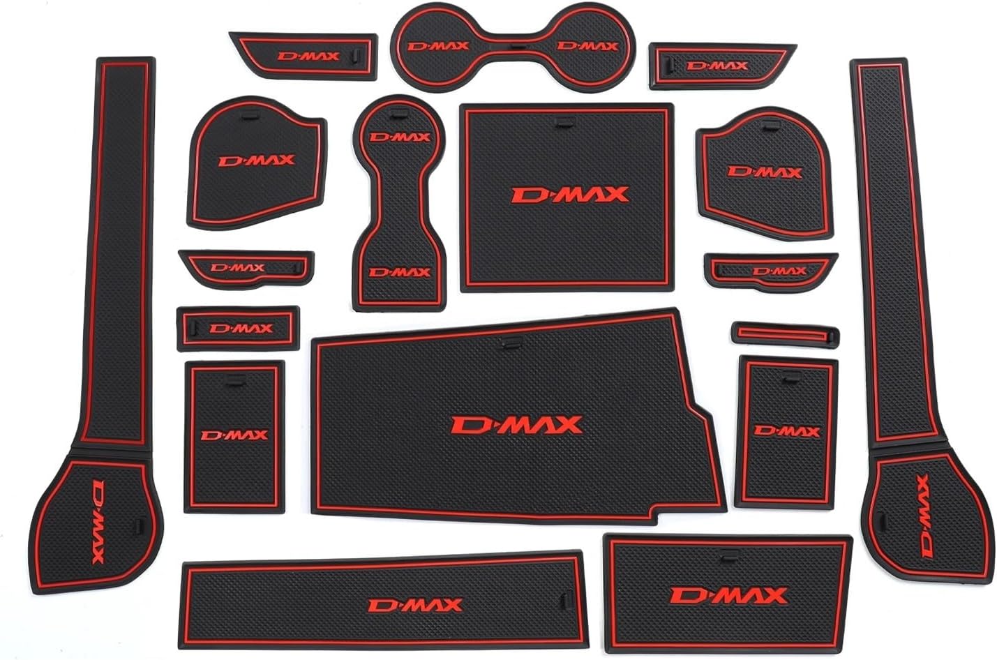Compatible with Isuzu D-MAX 2021-2024 DMAX Anti-Slip Gate Slot Cup Mat Non-Slip Door Groove Pad Car Interior Accessories Coaster(21DMAX RED-R)