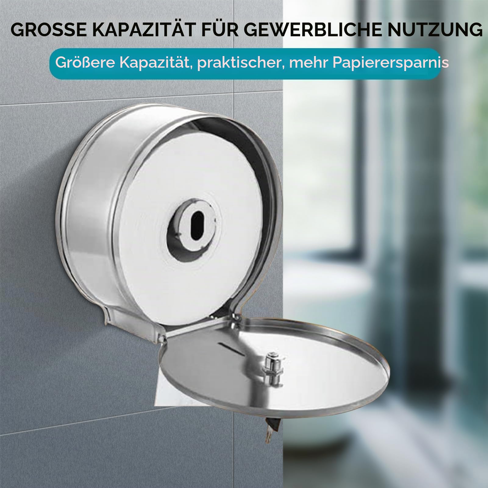 Cyrank Jumbo Toilettenpapierspender, Papierhandtuchspender für Wandmontage, Edelstahl Große Rolle Toilettenpapierhalter, Wasserdichter Papierspender, Gewerblicher Toilettenpapierhalter