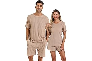 His and Hers Couples Ribbed Knit Matching Pajama Set