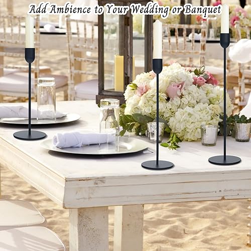 Miniatura 4 de Portavelas alto negro, portavelas decorativo para bodas, cenas, fiestas, se adapta a velas de 34 pulgadas de grosor y velas LED (juego de 18)