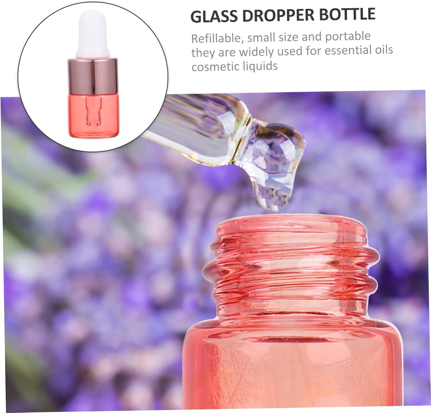 20pcs Glass Dropper Bottles Portable Essential Oil Droppers with Leak Design for Travel Perfume and Lotion Compact Durable Rose Gold Bottles