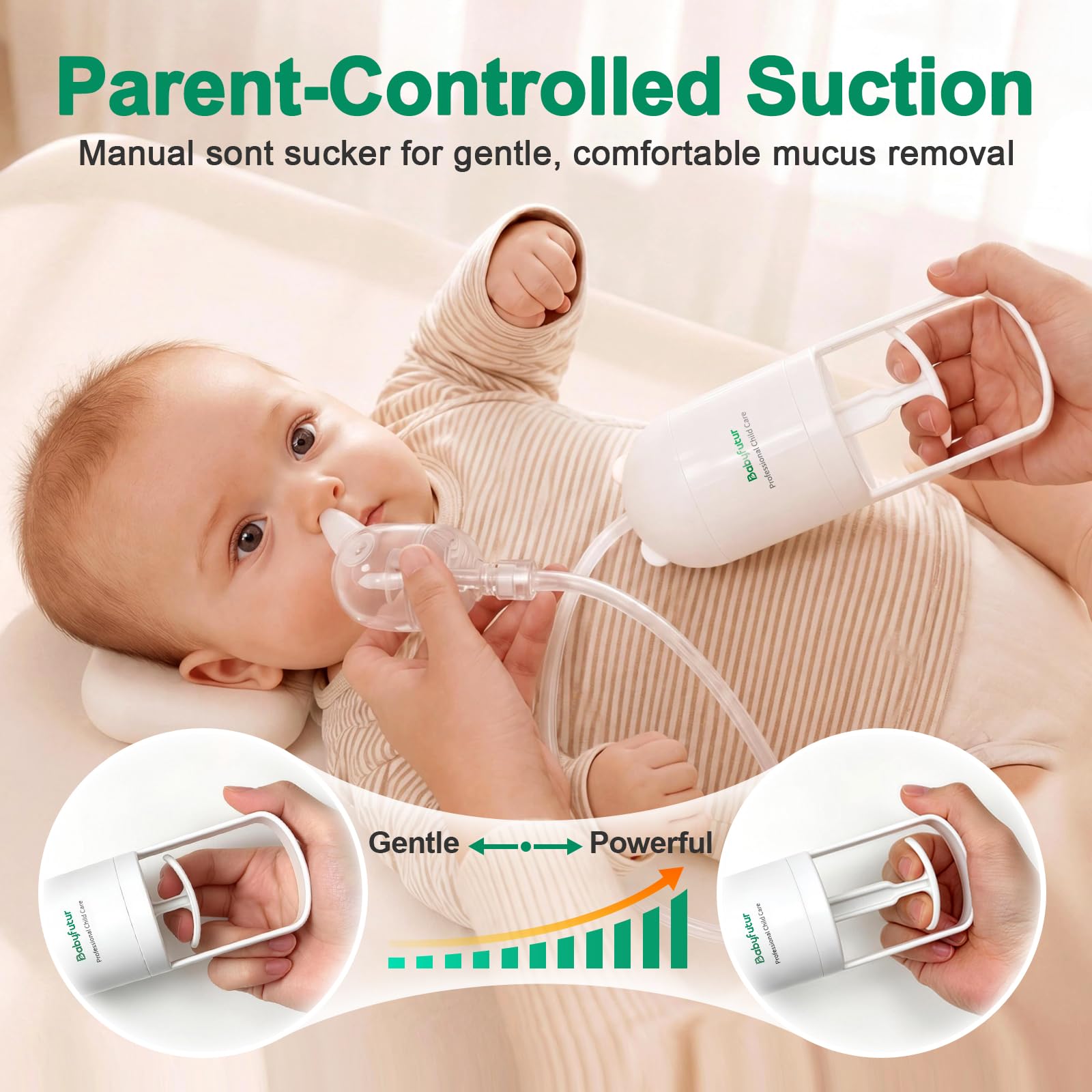 Aspirador nasal para bebé (panda blanco), control de empuje y tracción, eficiente y fácil de limpiar, succión de nariz para bebé, eliminación suave de moco para la nariz, caja de