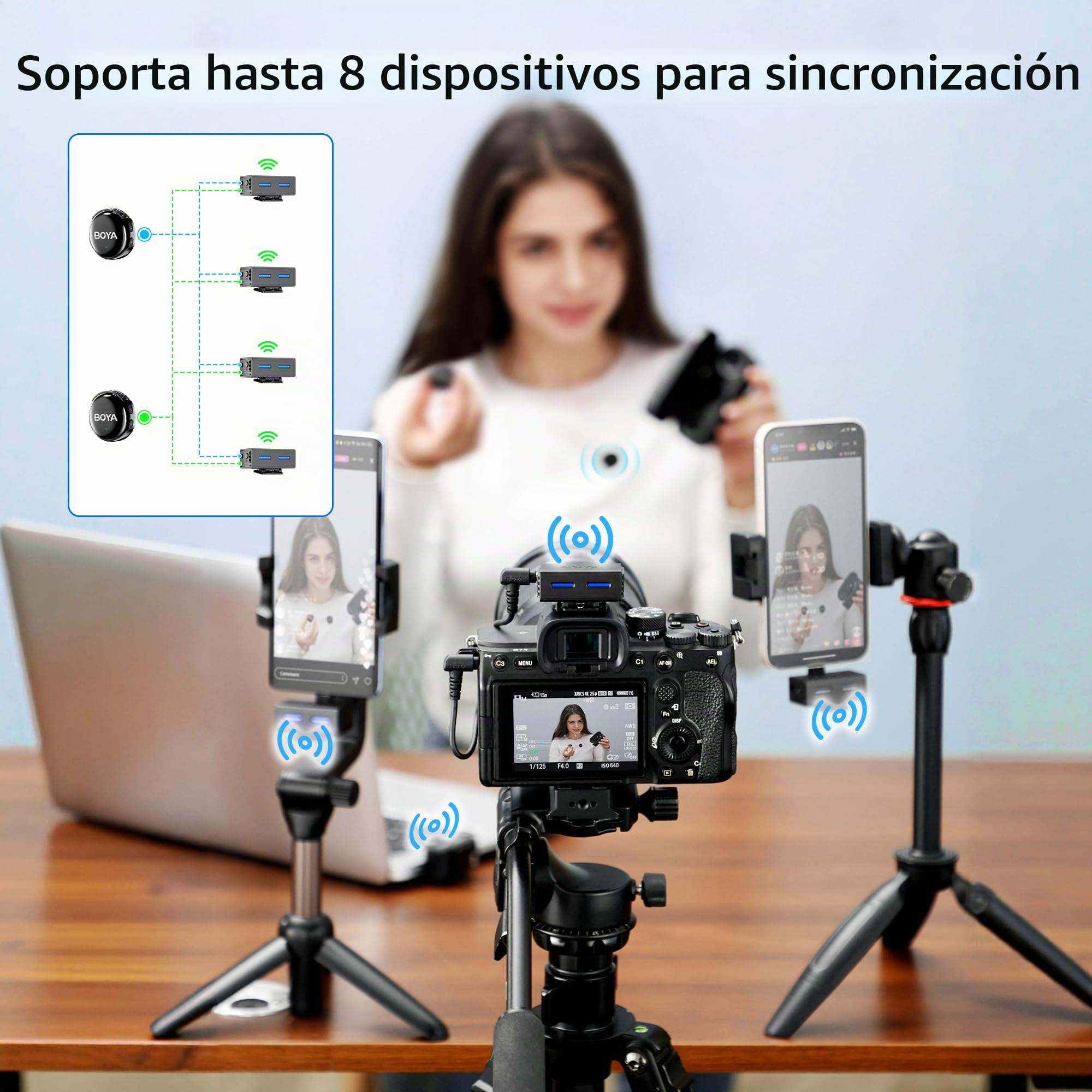 BOYA BOYALINK - 3 micrófonos mini para cámara/iPhone/Android, micrófono Lavalier inalámbrico con IA, 30 horas de duración, 300 m de rango para Vlog, TikTok