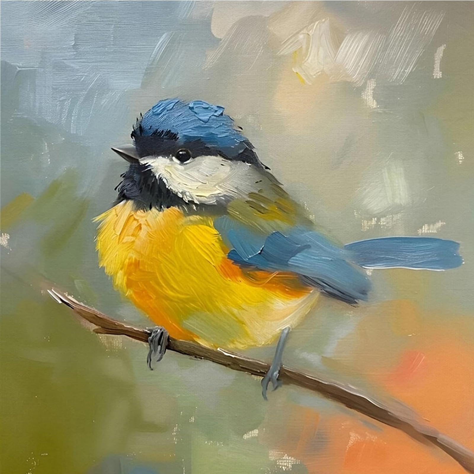 Bird DIY Paint By Numbers Kit on Canvas 20x20cm with Frame Paint by Numbers Kits Drawing Paintwork for Beginners Adults Gift Home Wall Decor