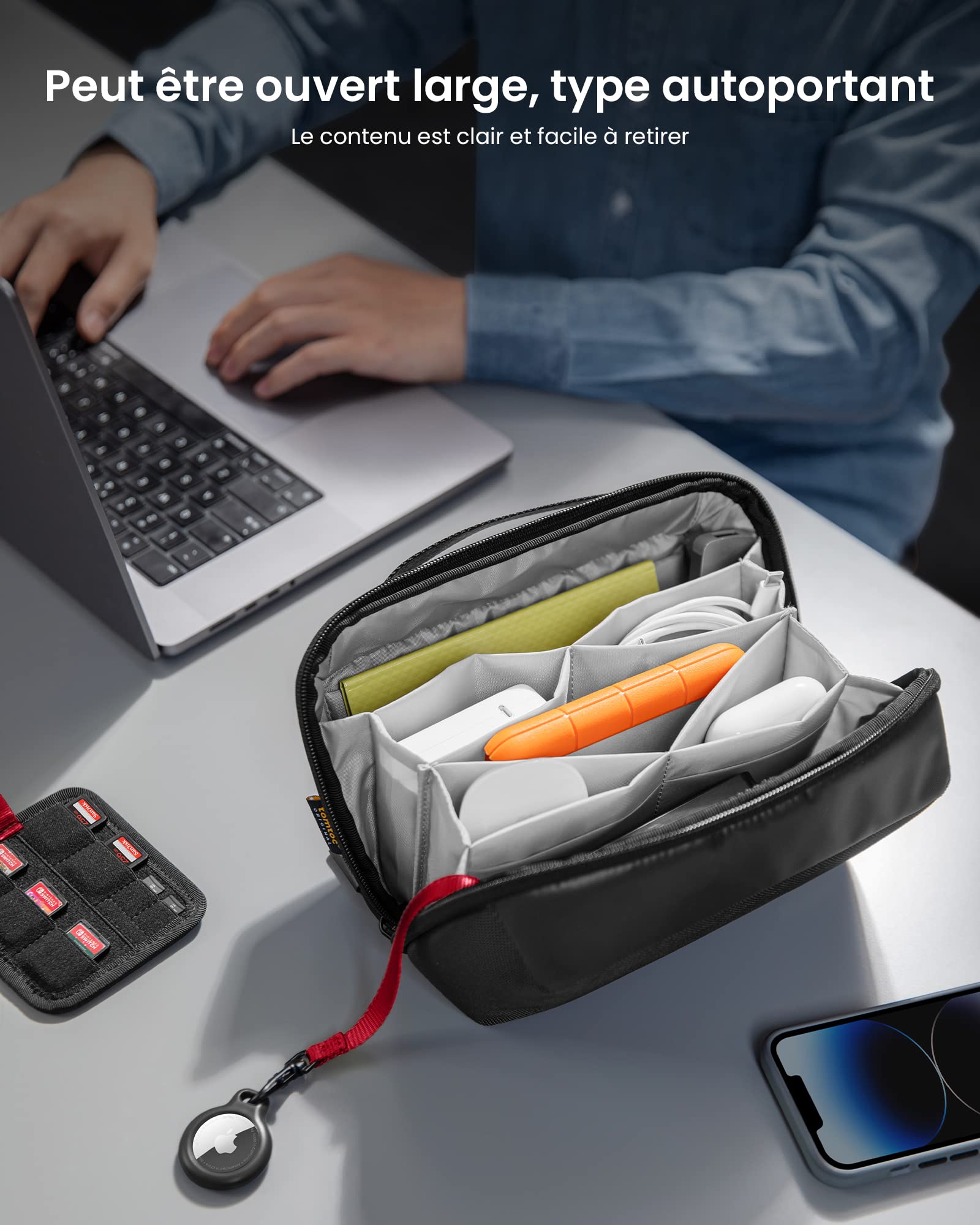 Tomtoc Tech Organizer Bag pour Accessoires Électroniques Adaptateur MacBook