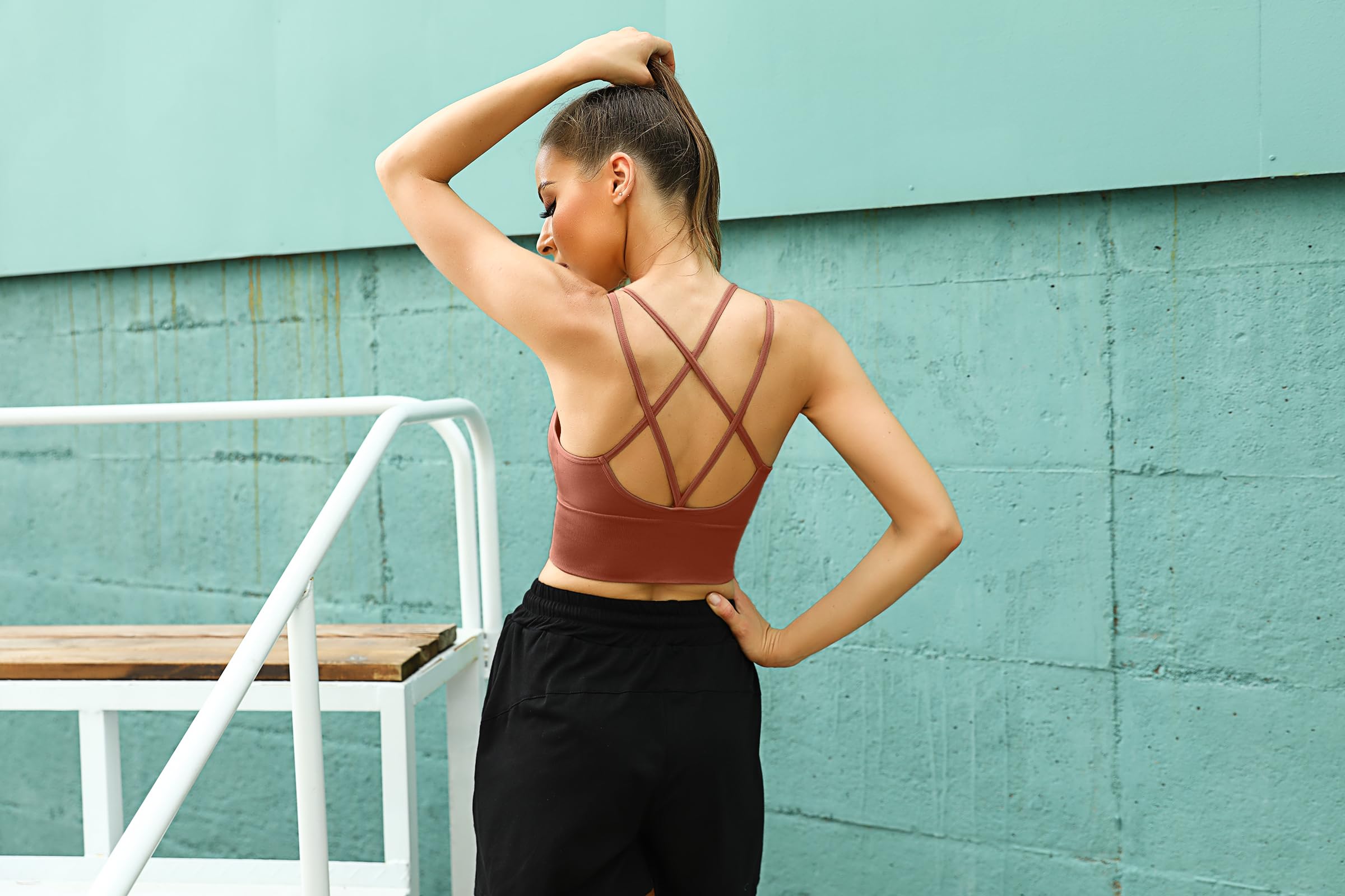 Sykooria Reggiseno Sportivo Donna Top Reggiseno Donna Senza Ferretto con Imbottito Top Donna Fitness Supporto Bustino per Yoga Running S-XL