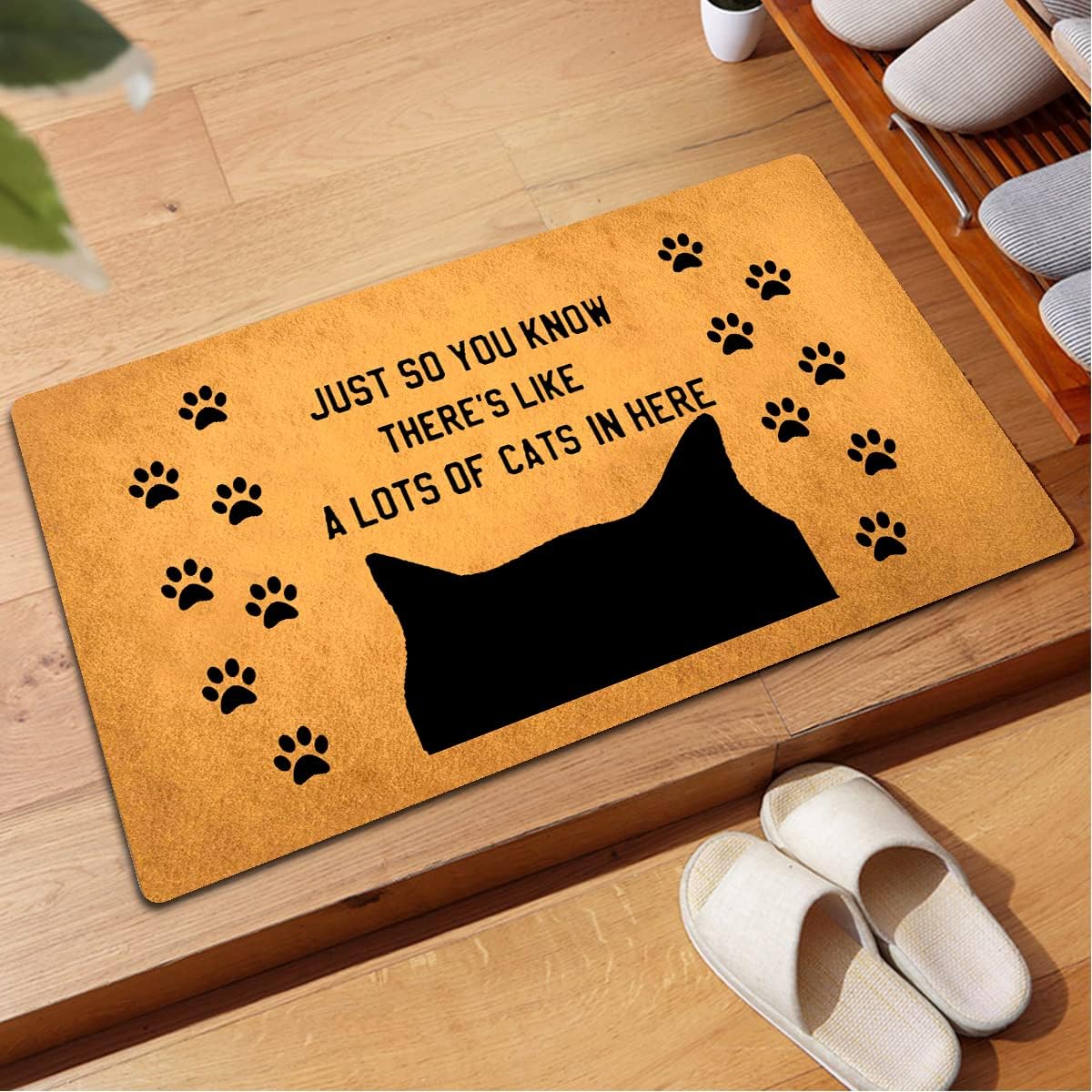 Funny Welcome Mats for Front Door Just So You Know There's Like A Lot Of Cats In Here Front Porch Decor Mats Non-slip Mat With Funny Quote Rubber Door Mats For The Entrance Way Indoor 18"(W) x 30"(L)