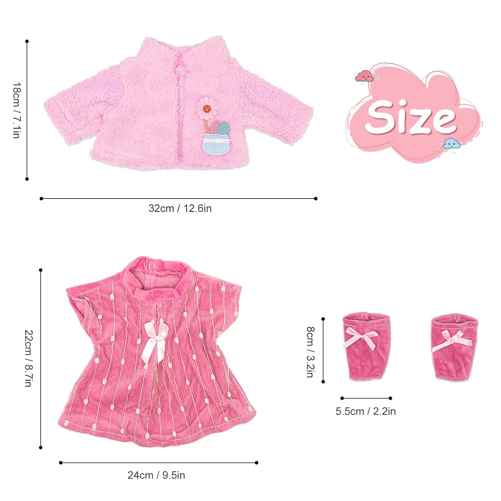 Lot De 2 Vêtements Pour Poupée New Born – Taille 35-43 Cm – Velcro, Divers Styles – Cadeau Enfant